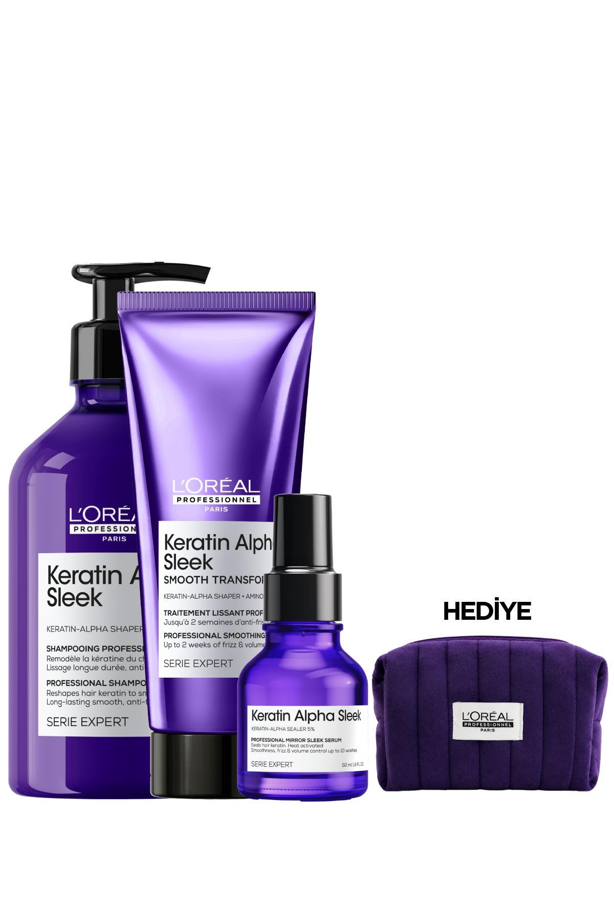L'oreal Professionnel Serie Expert Keratin Alpha Sleek Profesyonel Düzleştirici Bakım Rutini — 3474637335724S3