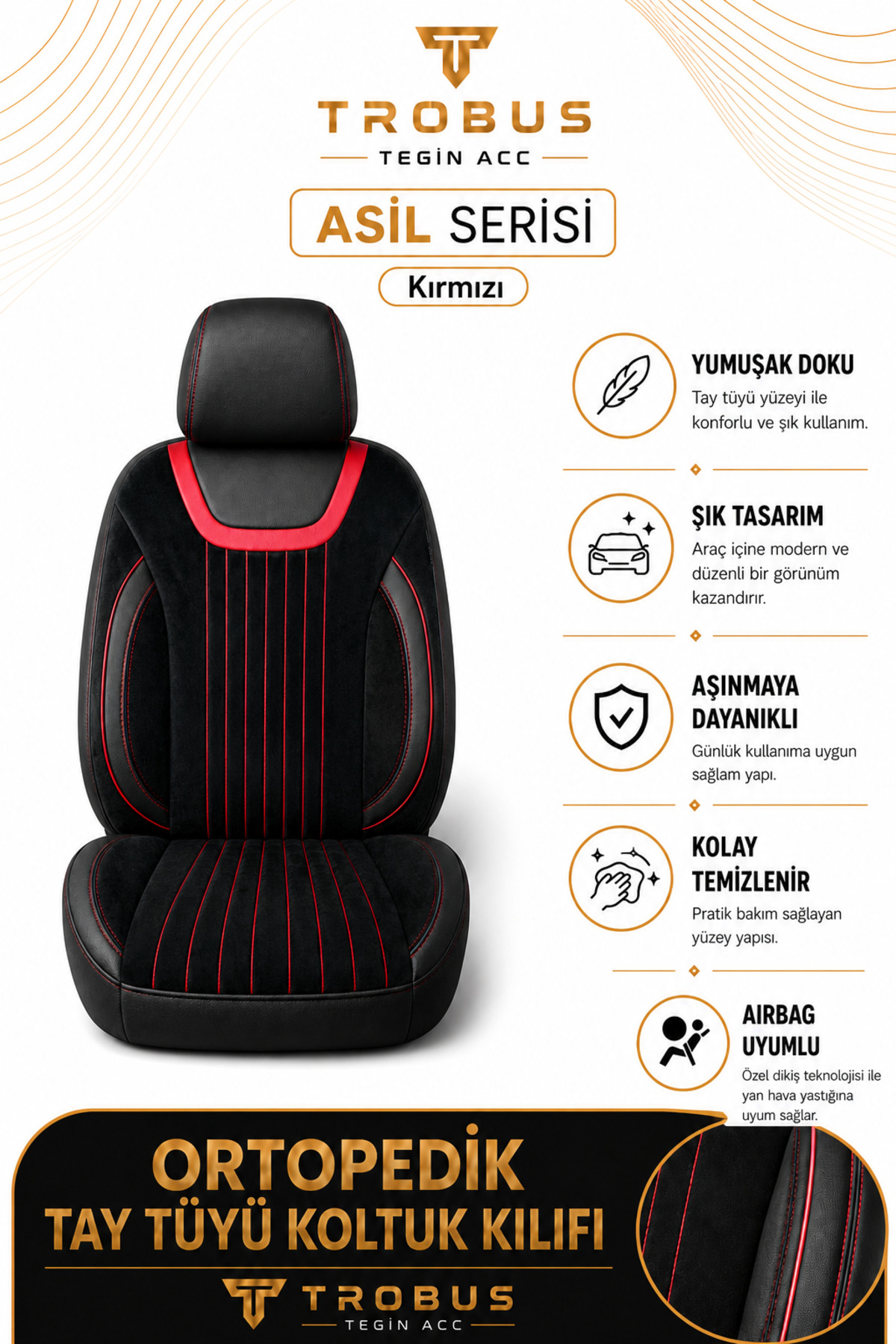 Suzuki Vitara 2015+ Uyumlu Asil Serisi Ortopedik Tay Tüyü Siyah Beyaz Koltuk Kılıfı — alternatif görsel