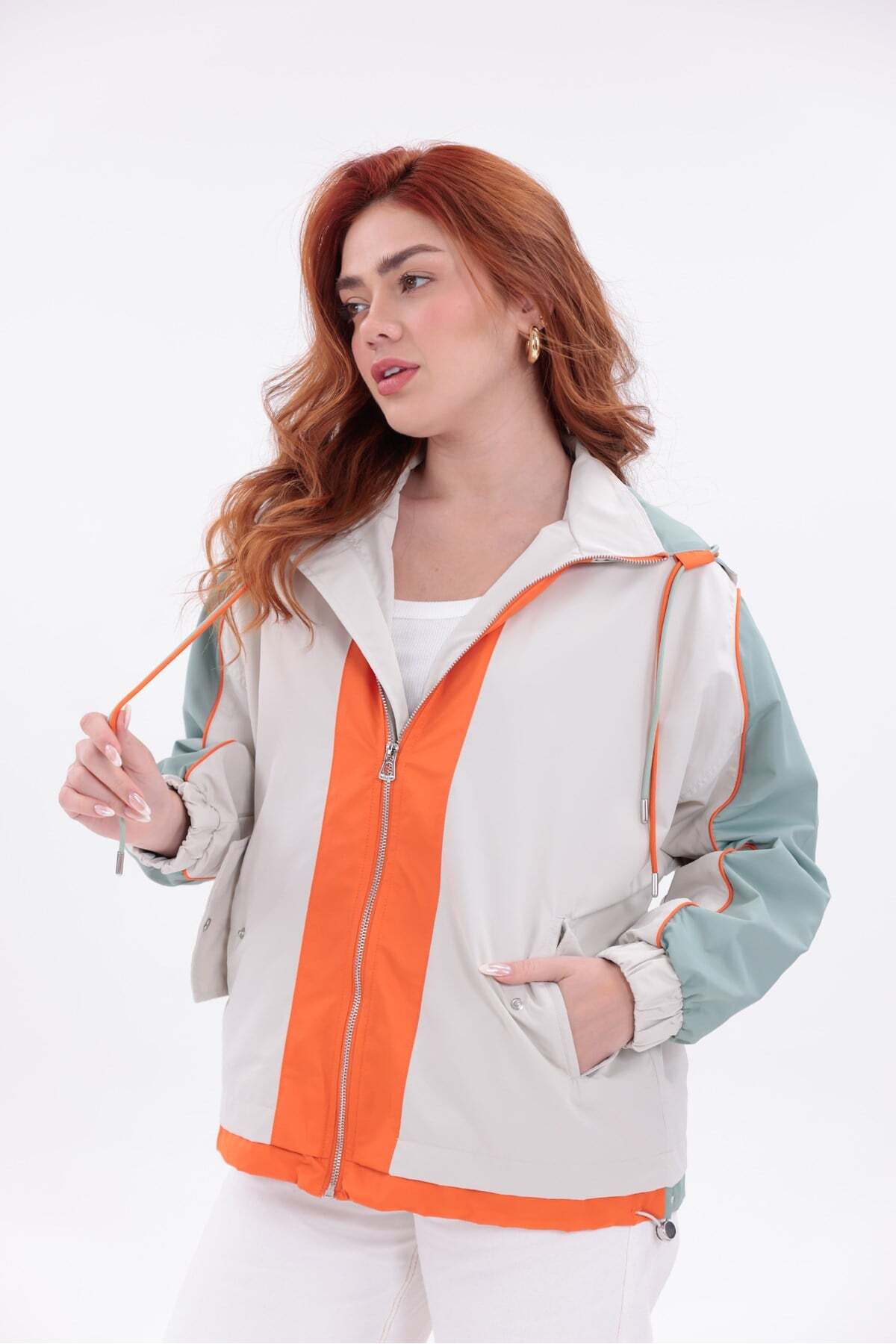 Yeys Shop Turuncu Soft Yeşil Renk Geçişli Yağmurluk görsel 6