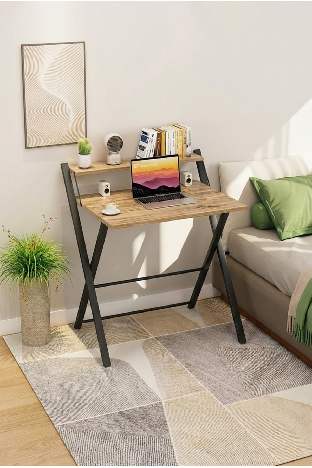 Dobo Metal Standing Laptop Table, Folding Desk, Laptop Stand Black-Pine