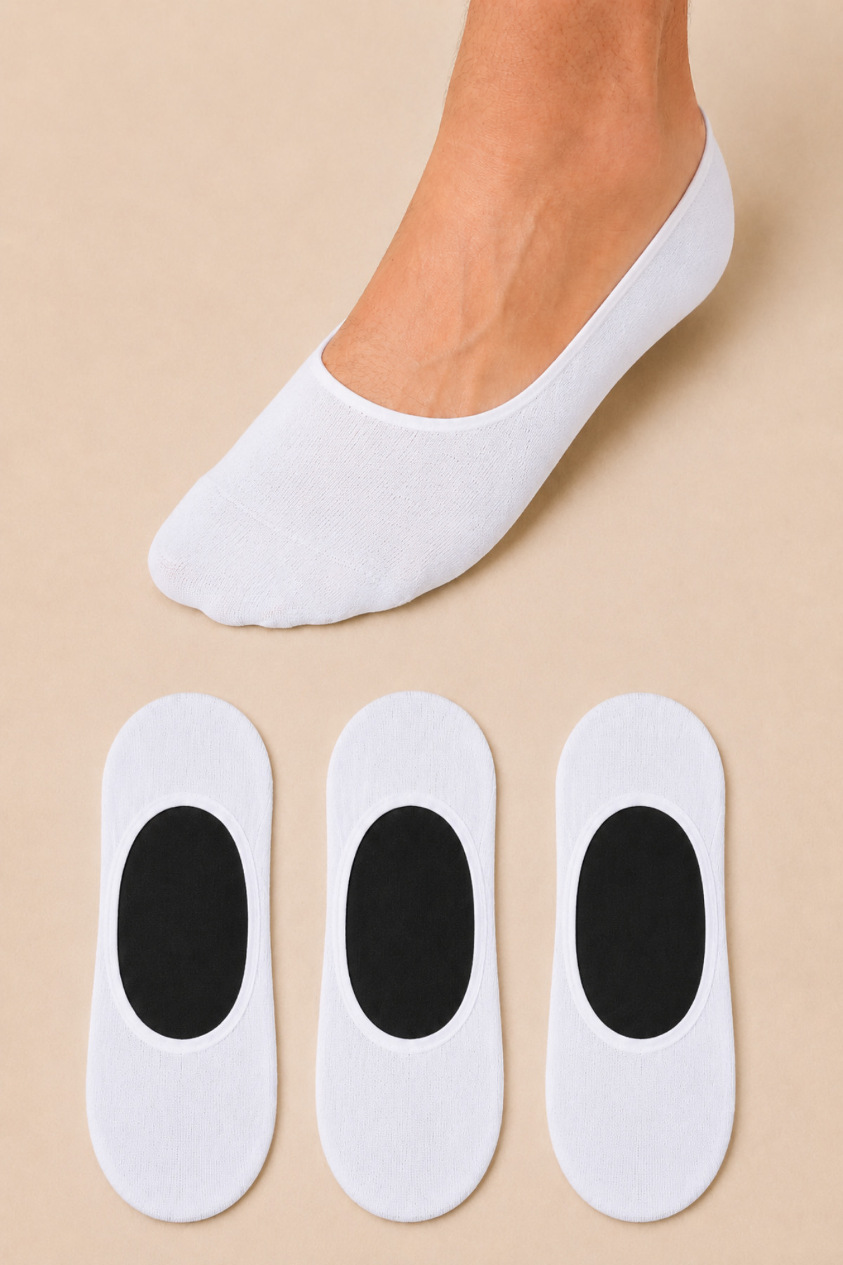 3 Pairs of Seamless Silicone Premium Men's No Show Socks
