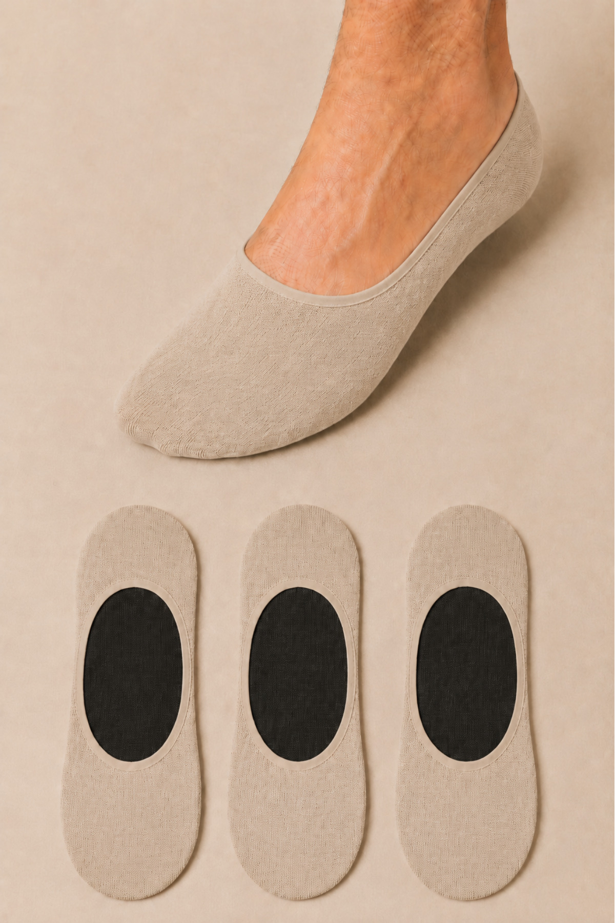 3 Pairs of Seamless Silicone Premium Men's No Show Socks