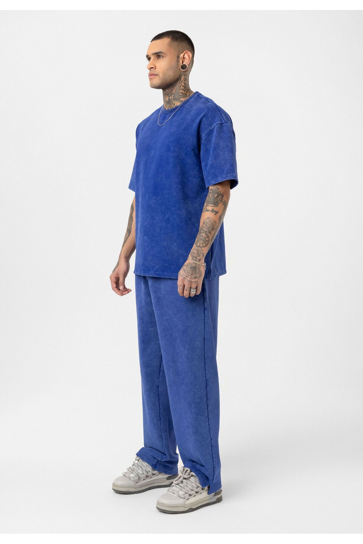 Yıkamalı Oversize Eşofman Takım — آبی DND_V90-01 — تصویر 3 از 6