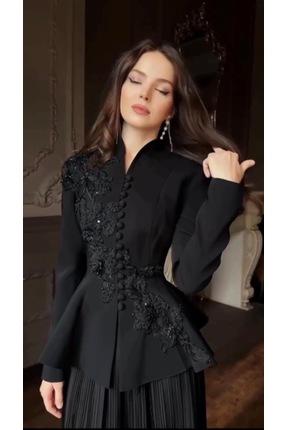 MODA Yeni sezon özel tasarım ceket Dabıl kumaş taş işlemli etek şifon kumaş (...
