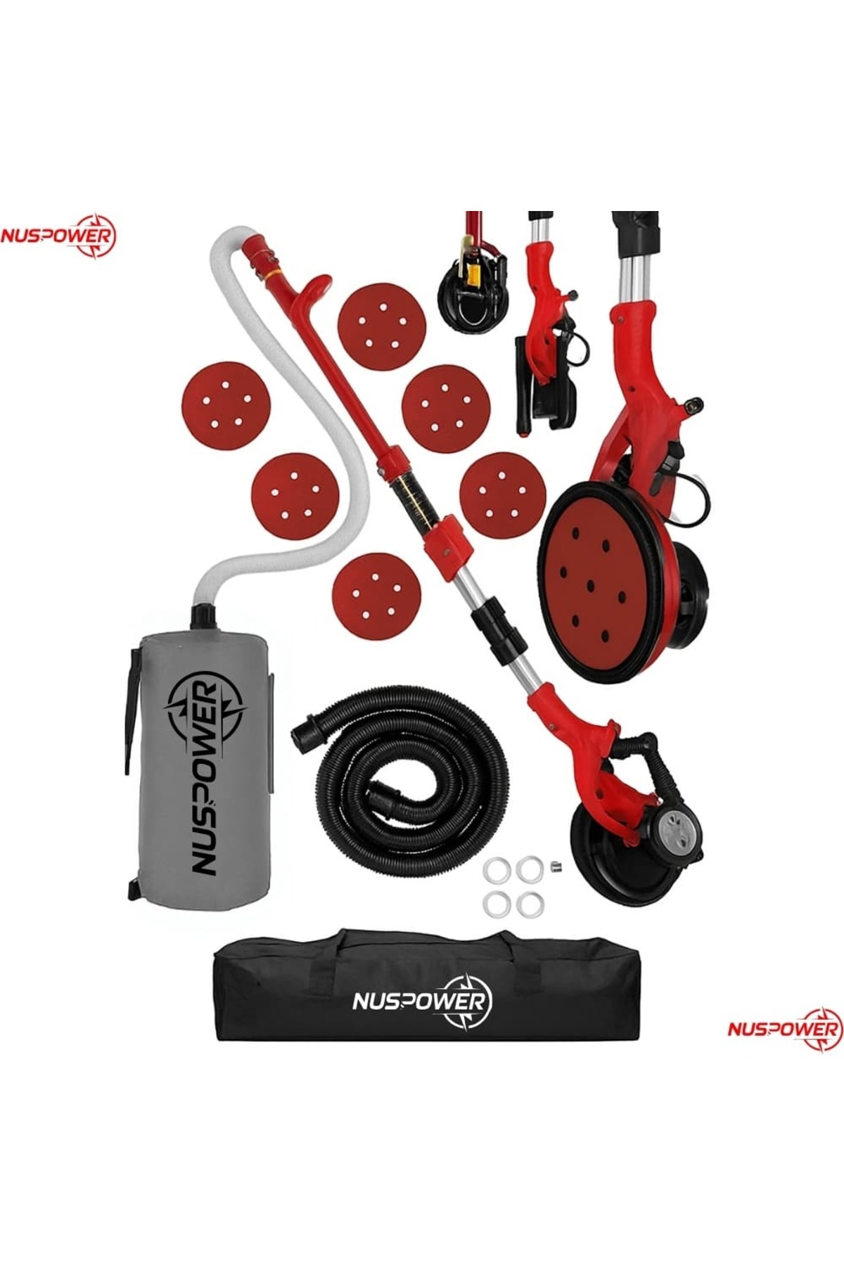 nuspower LED'li Kollu Alçıpan / Duvar Zımpara Makinesi 880W PRO