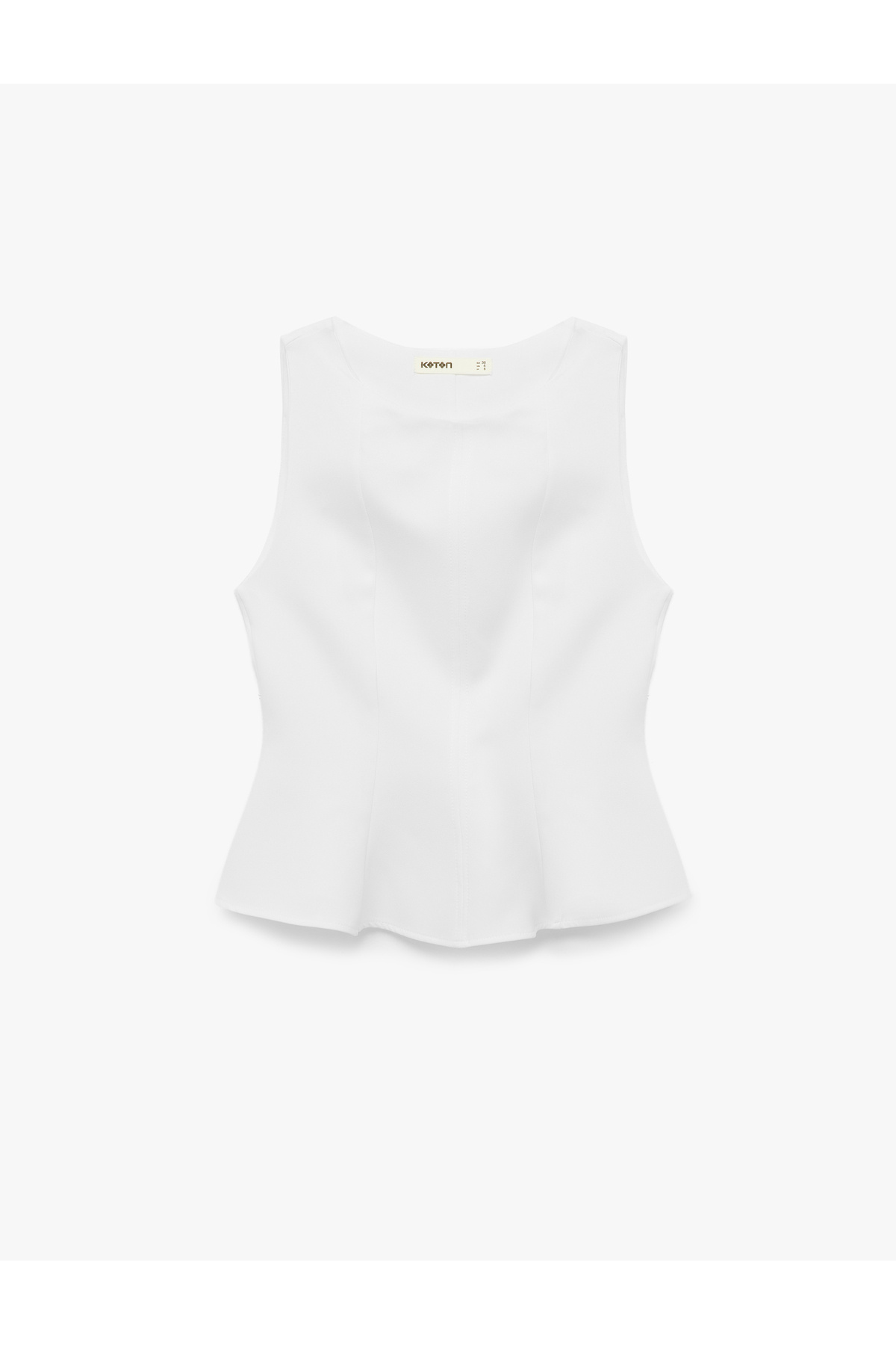 Koton Slim Fit Kolsuz Bisiklet Yaka Peplum Bluz