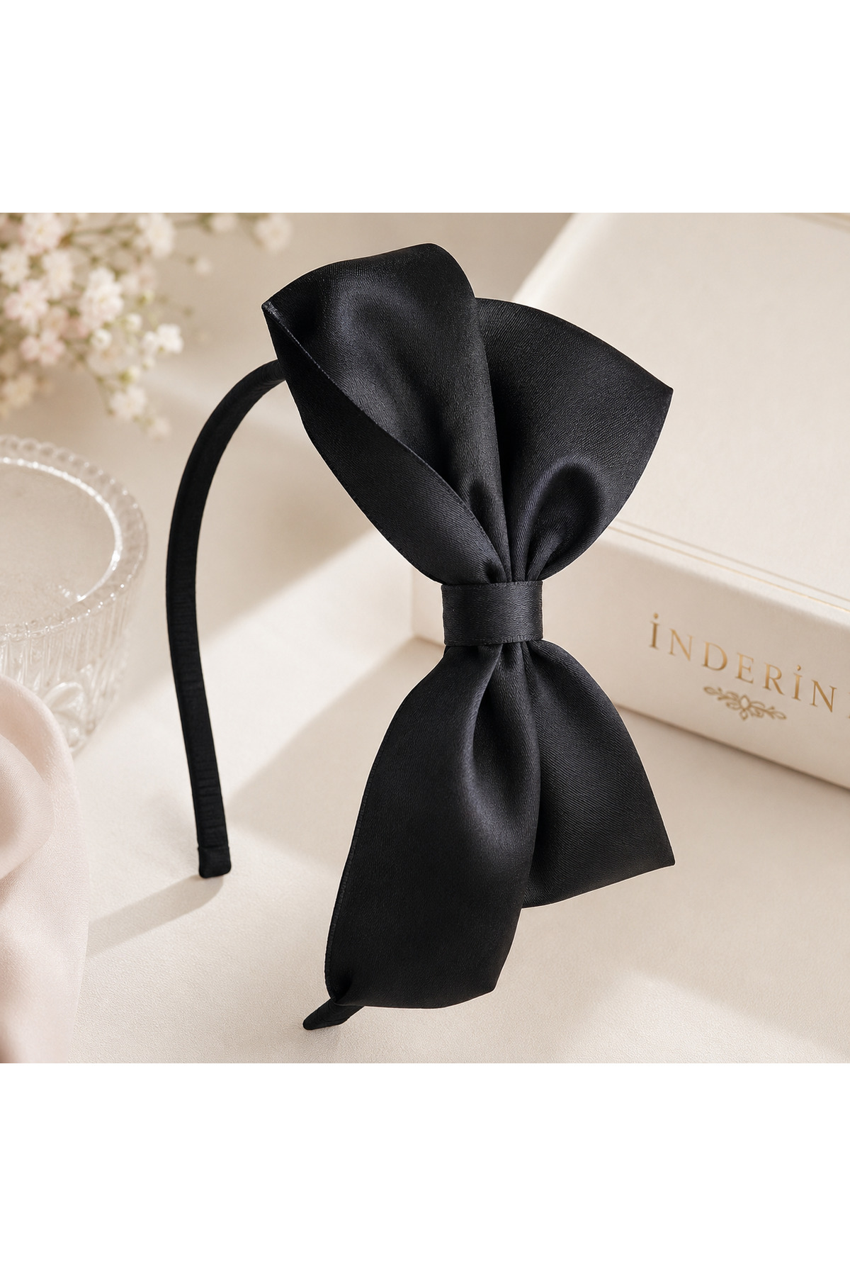 Bowtie Model Satin crown (Metal Crown) Black Stylish Daily & Special Day Hair Accessory