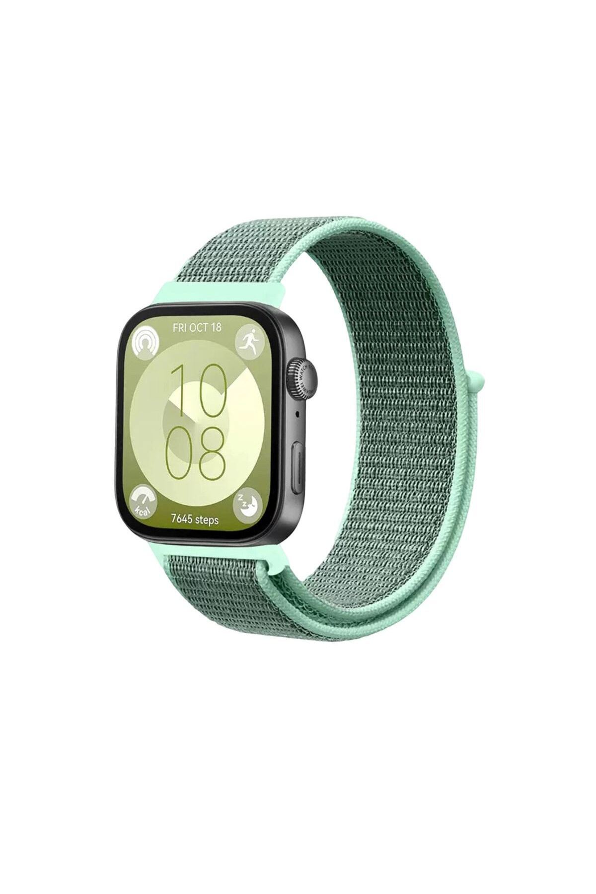 Huawei Fit 4 Hasırlı Cırtcırtlı Kordon (saat Değildir) - Turkuaz