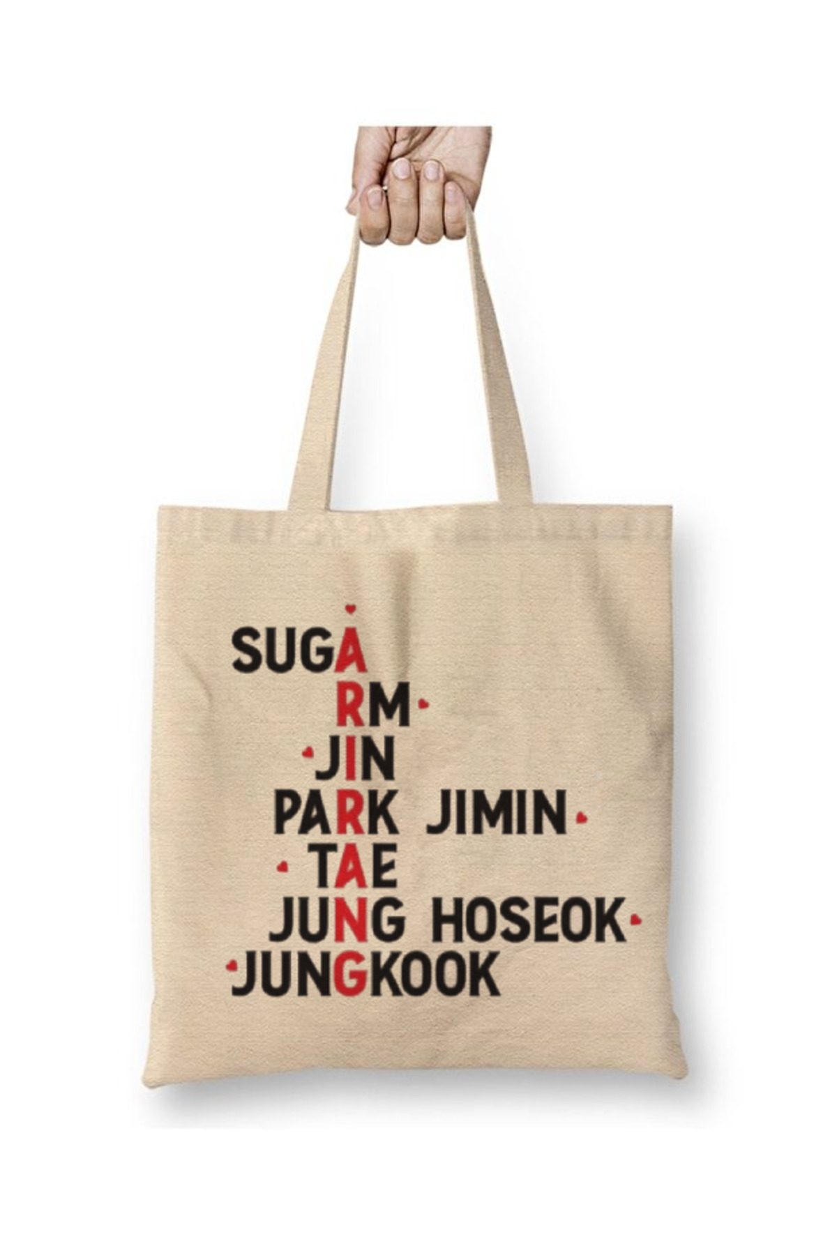 Toyaso BTS Arirang Jungkook Beyaz Bez Çanta Uzun Saplı Alışveriş