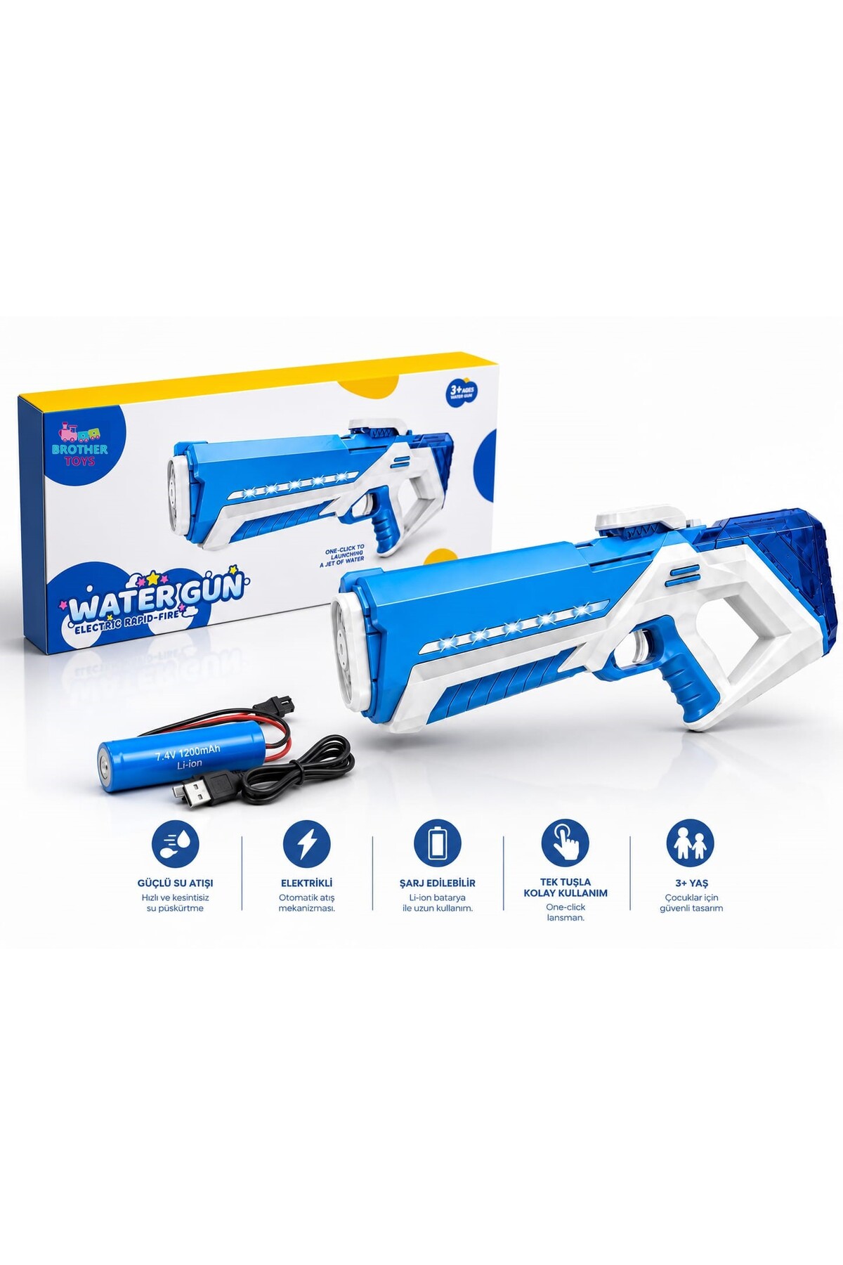 Brother Toys Büyük Boy Otomatik Atış Yapan Işıklı Elektrikli 12