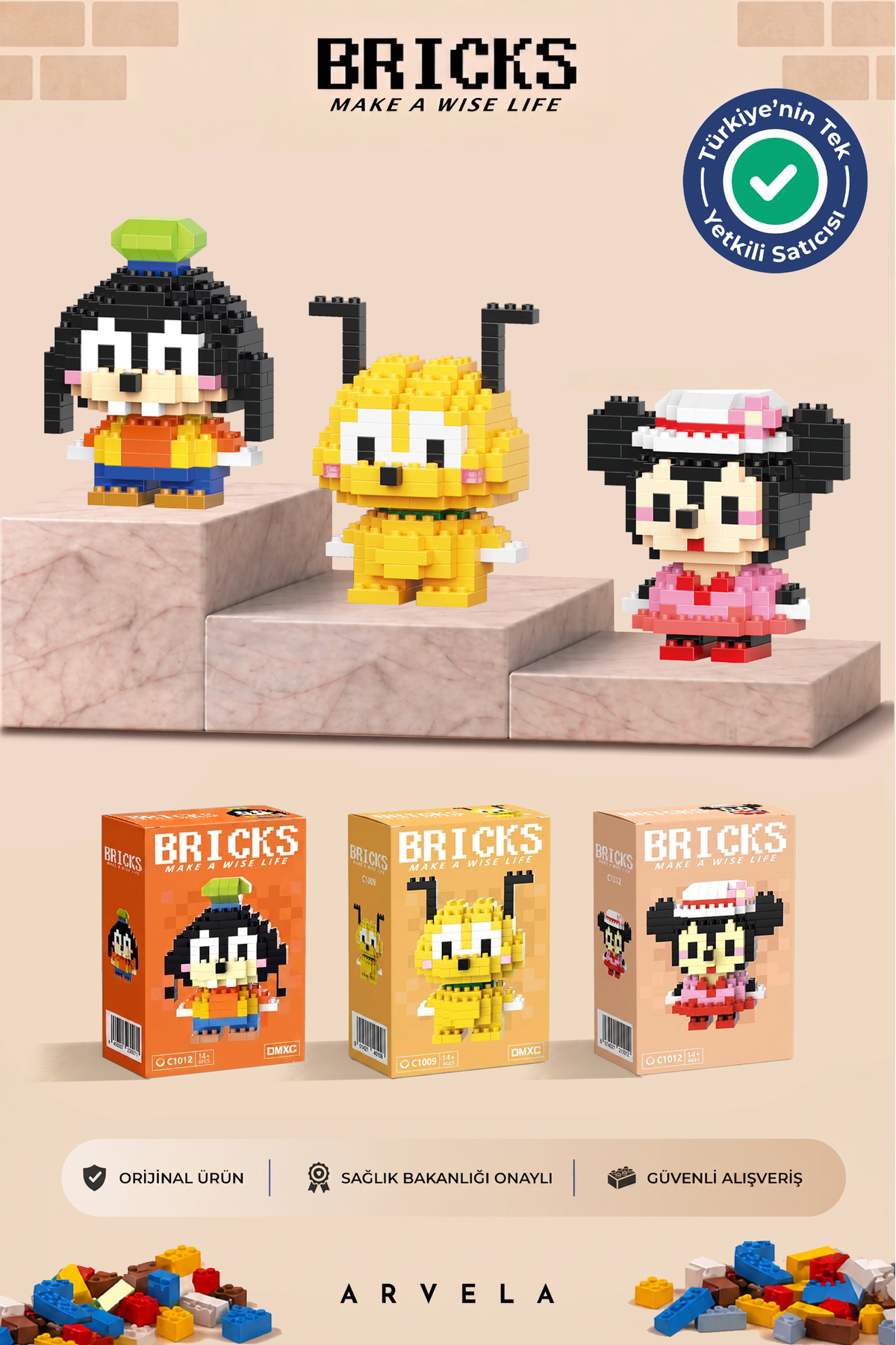 Disney Series Created まぁ出品 Arvela Disney Serisi:Minnie & Pluto & Goofy Üçlü Set - Eğitici