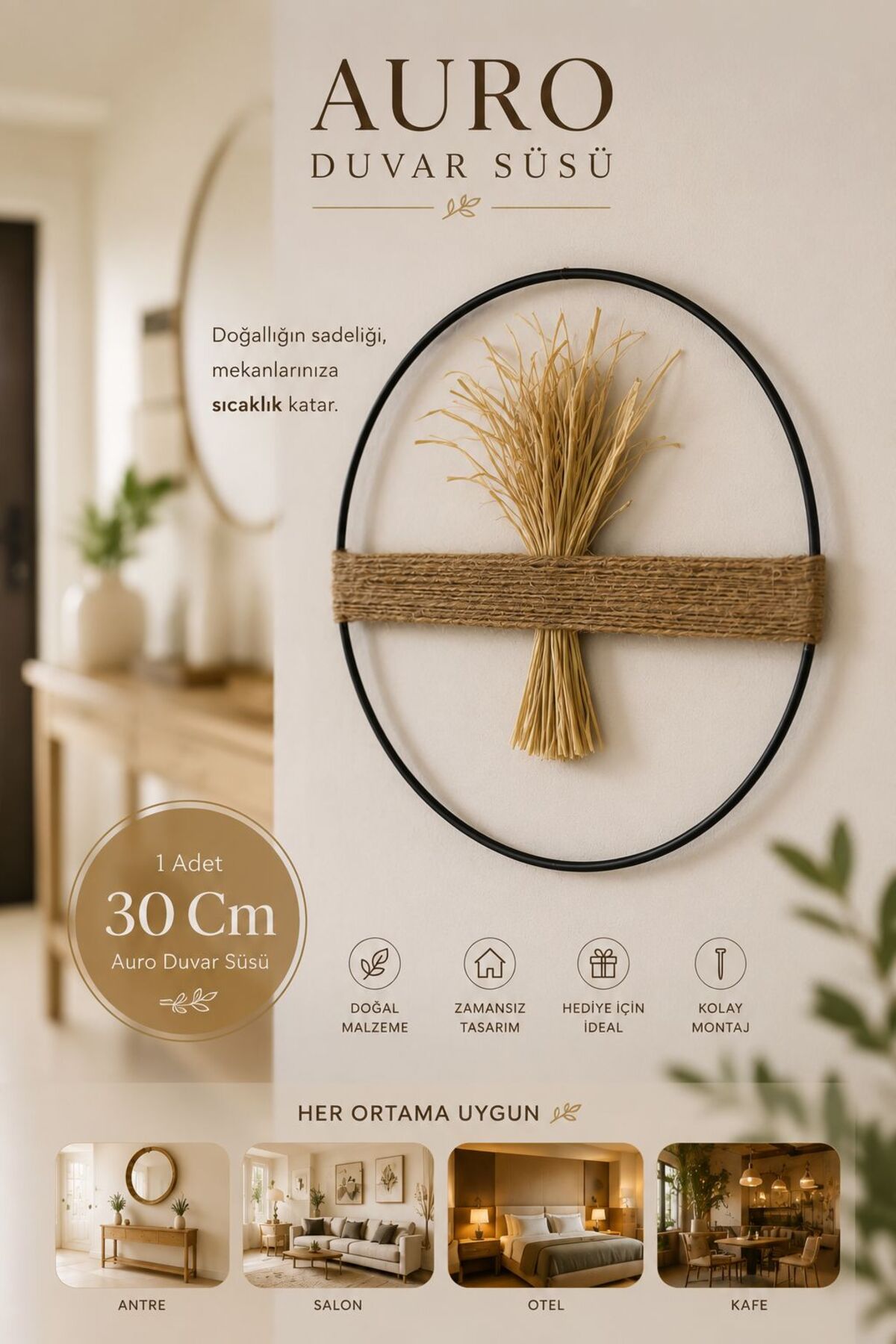Round Black 30 Cm Auro Wall Ornament Natural Fiber Cm Wall Decoration Product Hotel Cafe Living Room Rope Decoration Wall Decor Bohemian Wall Decoration Metal Body