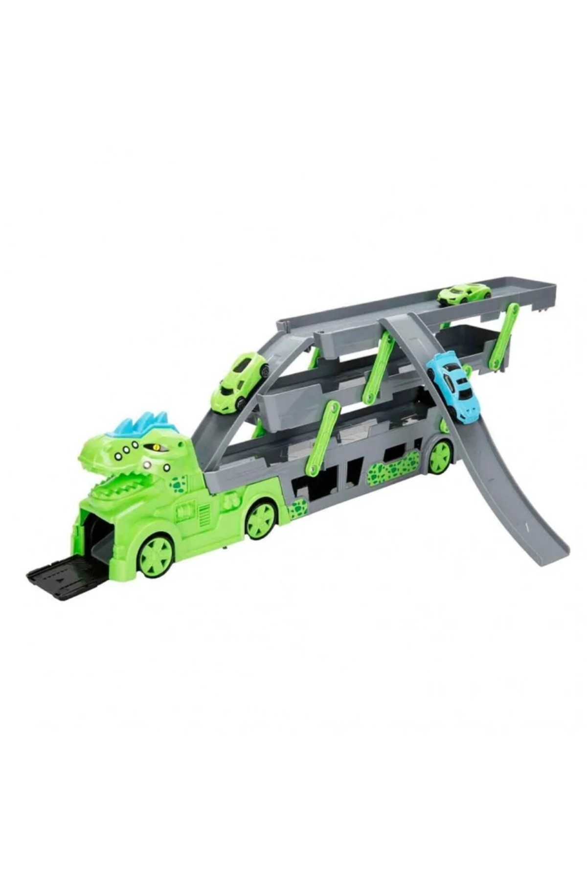 King Toys Dinazor 3 Katlı 3 Araçlı Transporter Oyun Seti Yeşil
