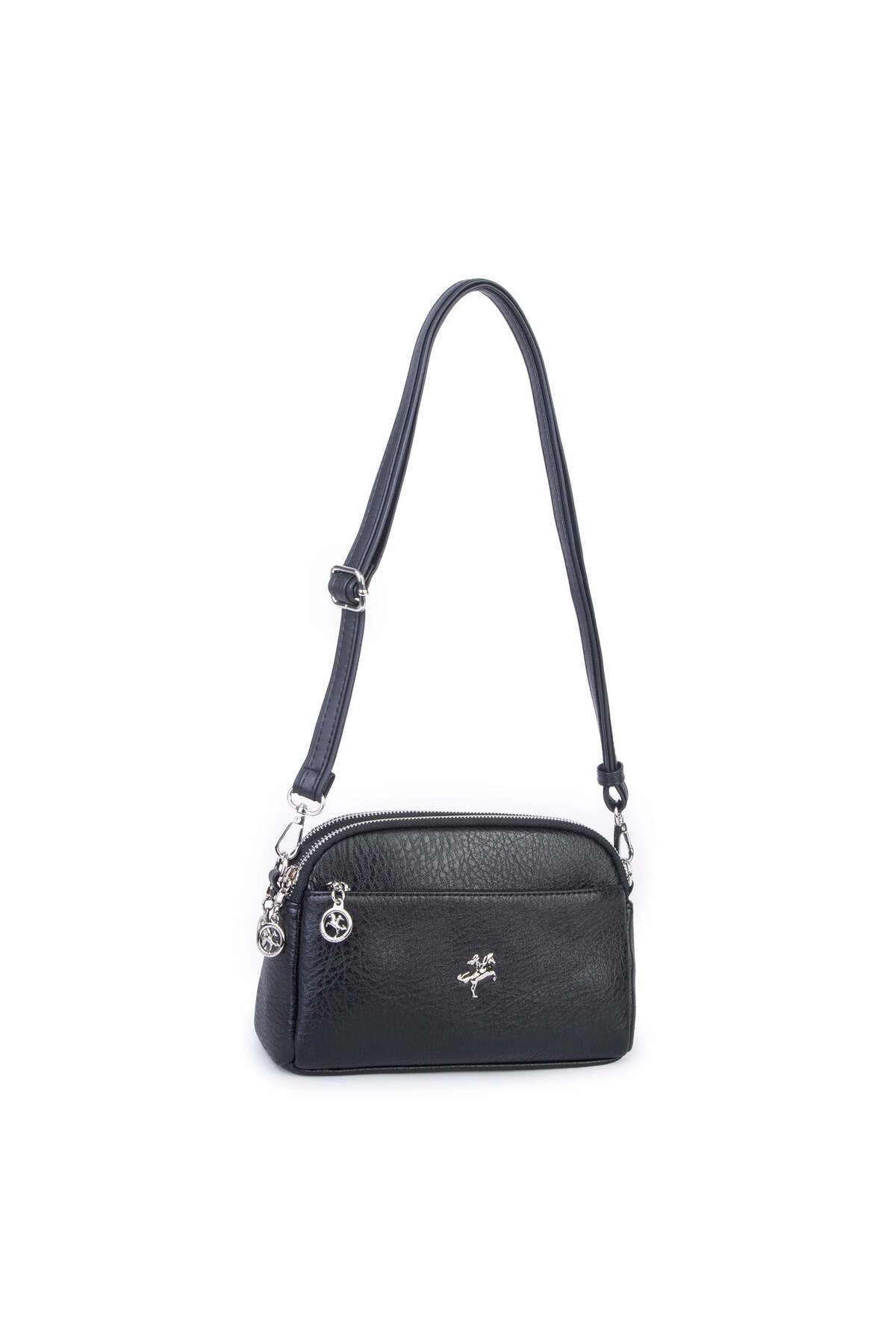 Nas Bag Kadın Günlük Sade Şık Çok Gözlü Çapraz Çanta (23x14 cm) Siyah Victoria