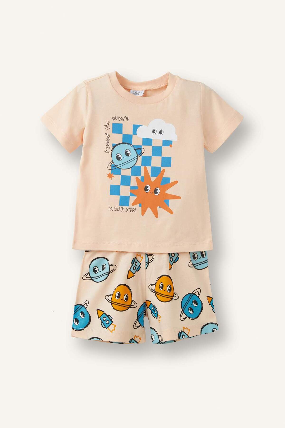 Defacto 100% Cotton Animal Printed 2-Piece Salmon Pajama Set for Baby Boy H5392A526Hs