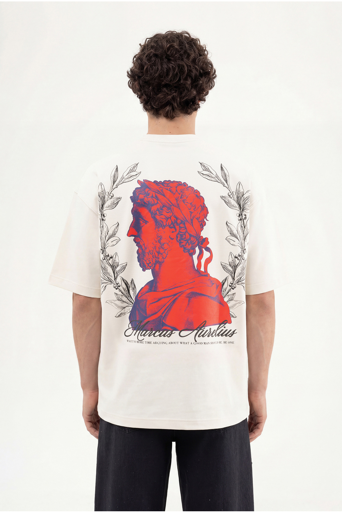 Aureliusページ Machinist Erkek Marcus Aurelius Oversize Tişört Ekru - Fiyatı