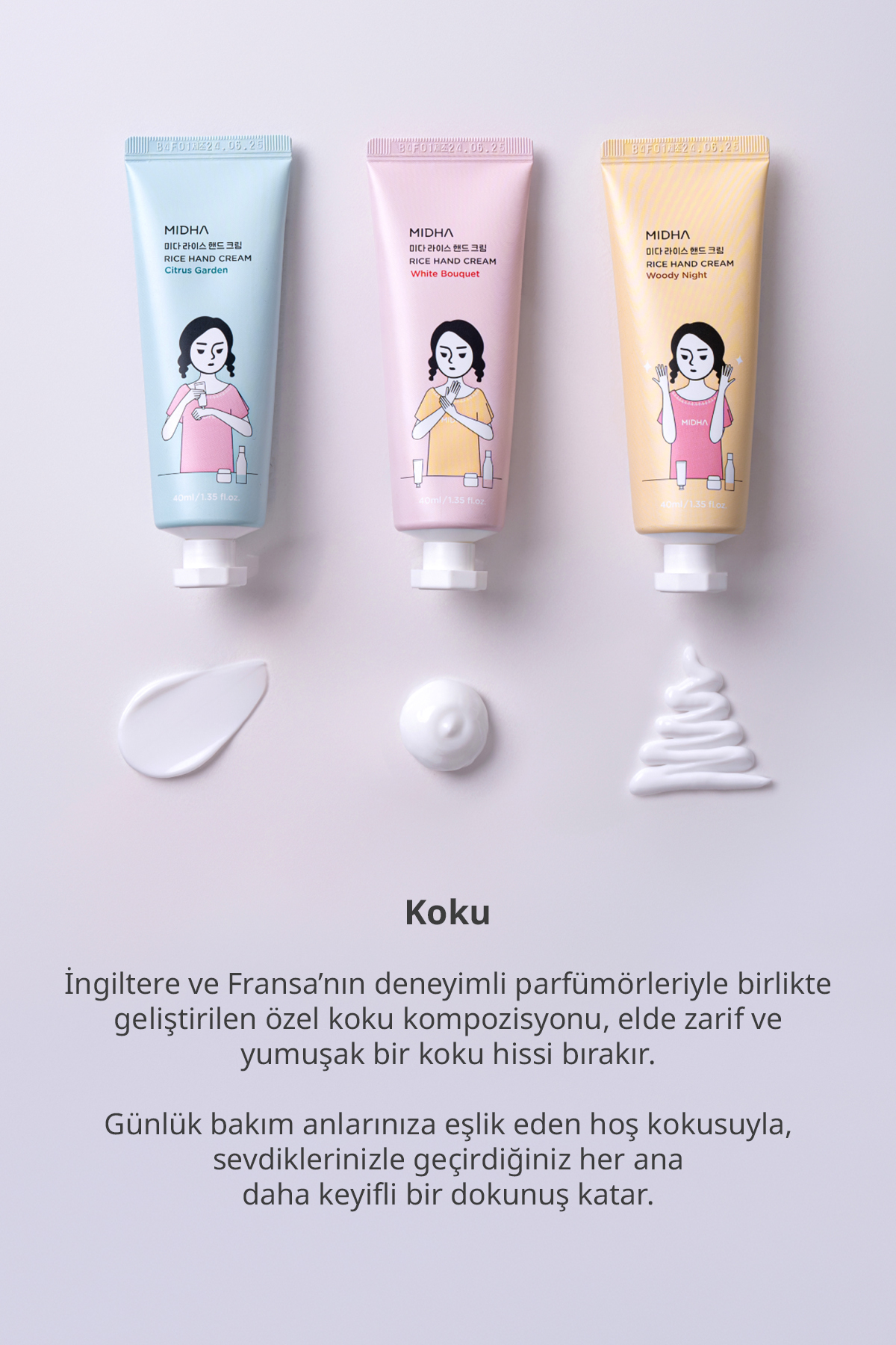 Cildi Yumuşatan ve Besleyen Nemlendirici El Kremi Seti Rice Hand Cream Set — 9650 — تصویر 5 از 9