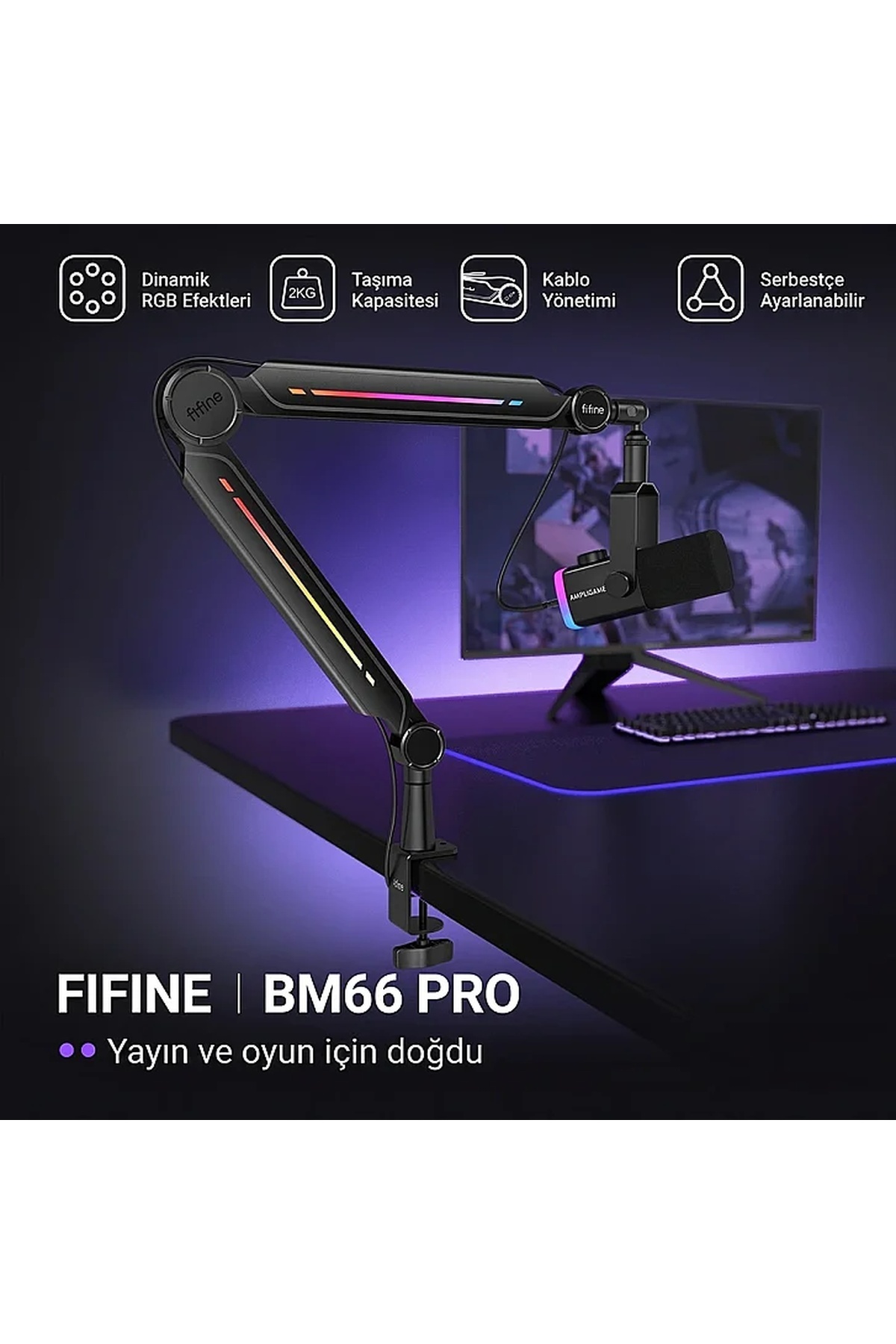 Fifine BM66PRO RGB Masaüstü Yayıncı Mikrofon Standı - Fiyatı
