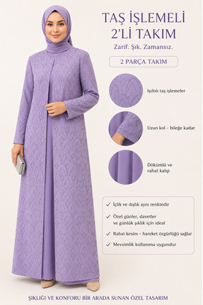 AVCILAR EXPORT WEAR Tesettür Kadın 2 li takım Abiye