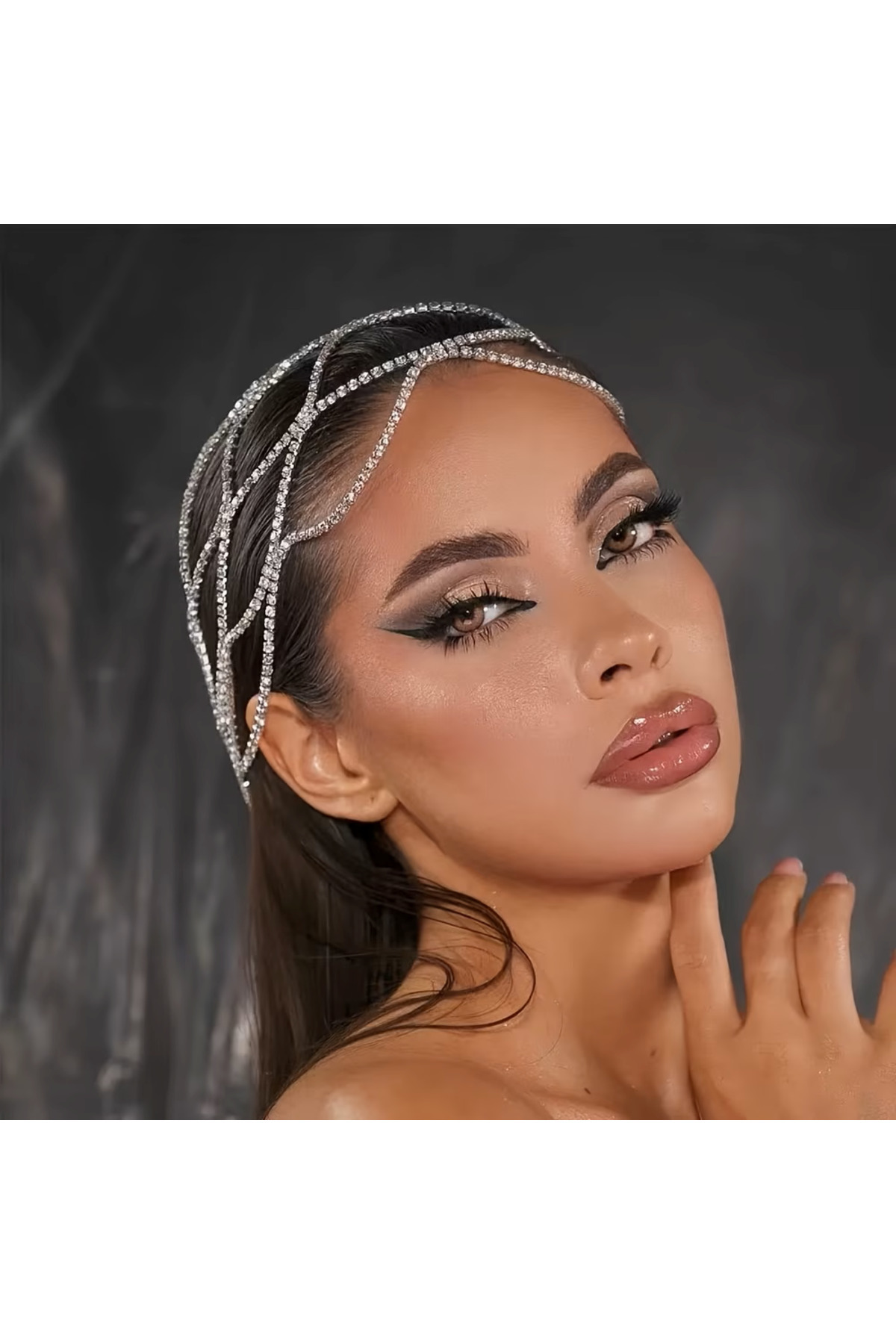 Estilo Lingerie Yeni Sezon Kristal Taşlı Bere, Su yolu Taşlı Saç Beresi, Lüks Saç Filesi görsel 2