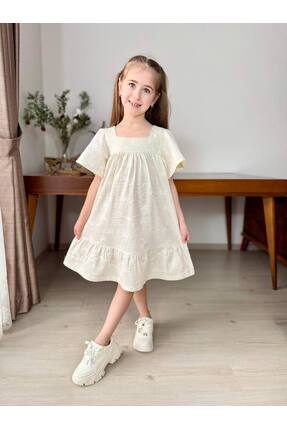 Koçak Kids Kız Çocuk Keten Elbise