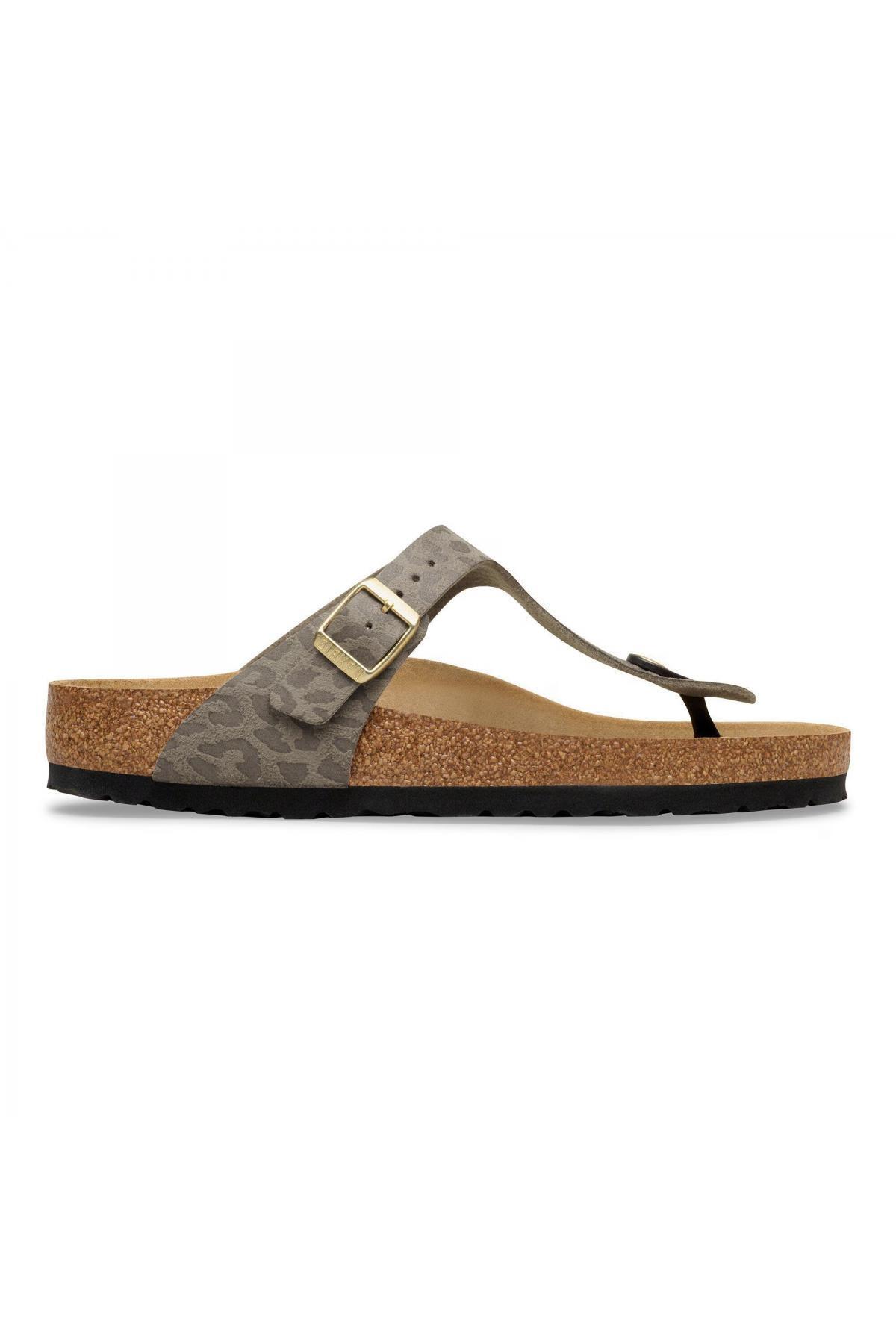 دمپایی لاانگشتی زنانه Gizeh Syn Leopard Grey بیرکن استاک دمپایی Birkenstock