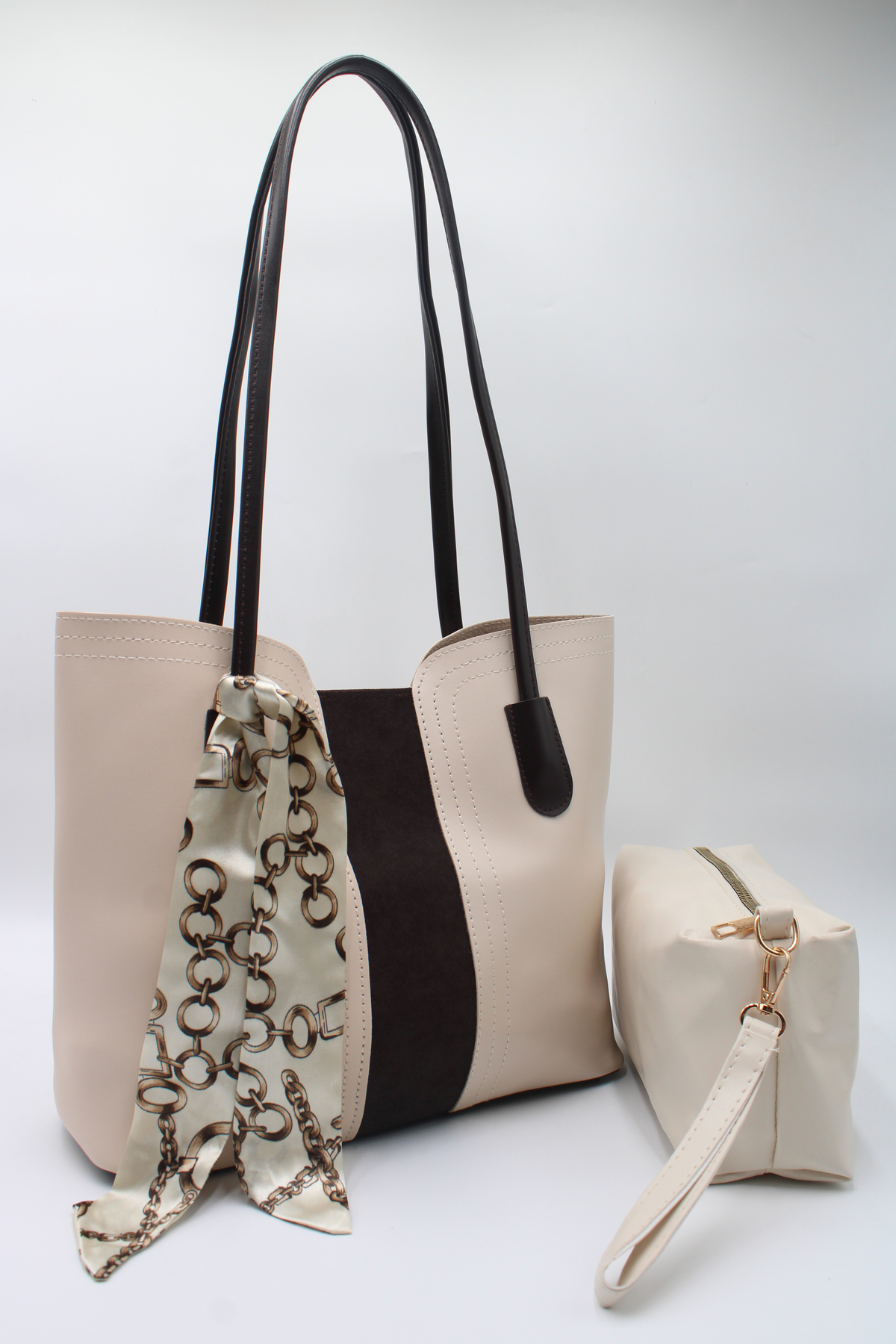 Women's Oversized Scarf Detailed Handy Hand, Sleeve and Shoulder Bag with Puppy