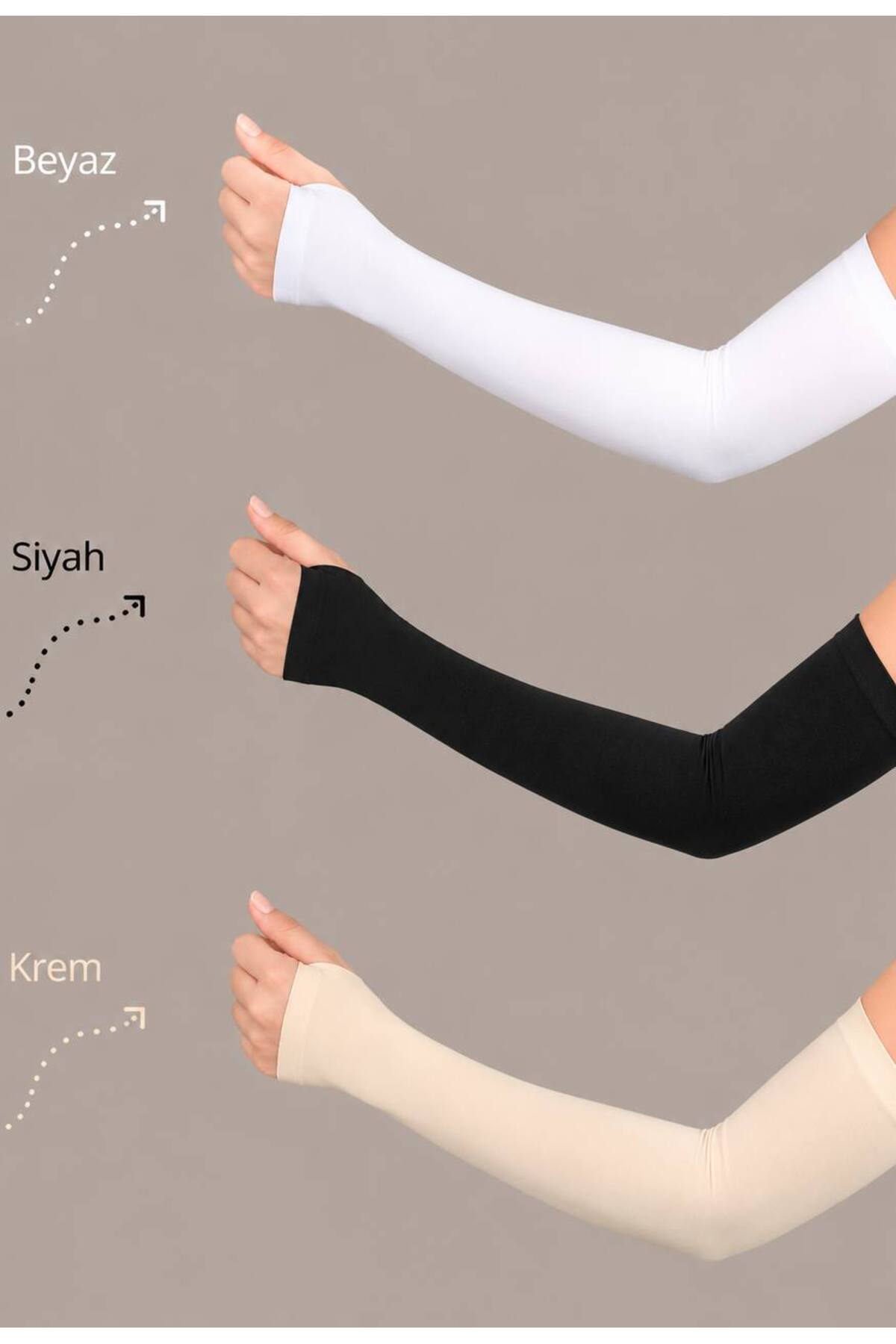 LA SEFA 3 Çift Uzun Siyah beyaz krem parmaklıKumaş Yüksek Kalite Ikili Esnek Kolluk 2025