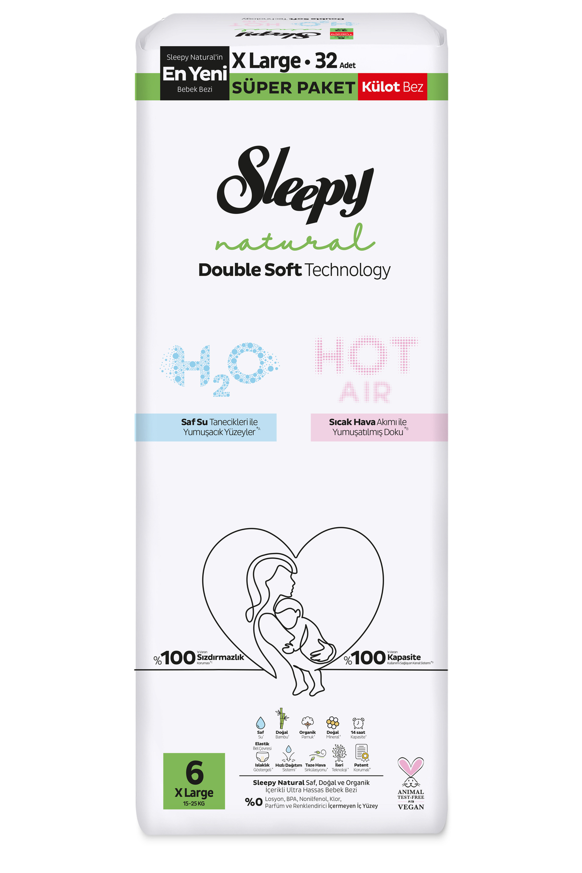 Sleepy Natural Double Soft Külot Bez 6 Beden XL 15-25 Kg 32'li