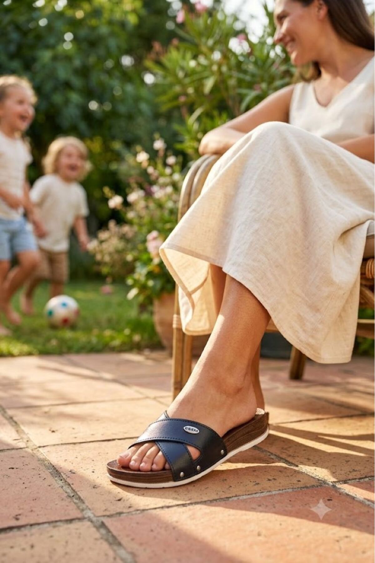 Women's Cross Model Short Padded Heel Comfort Slippers