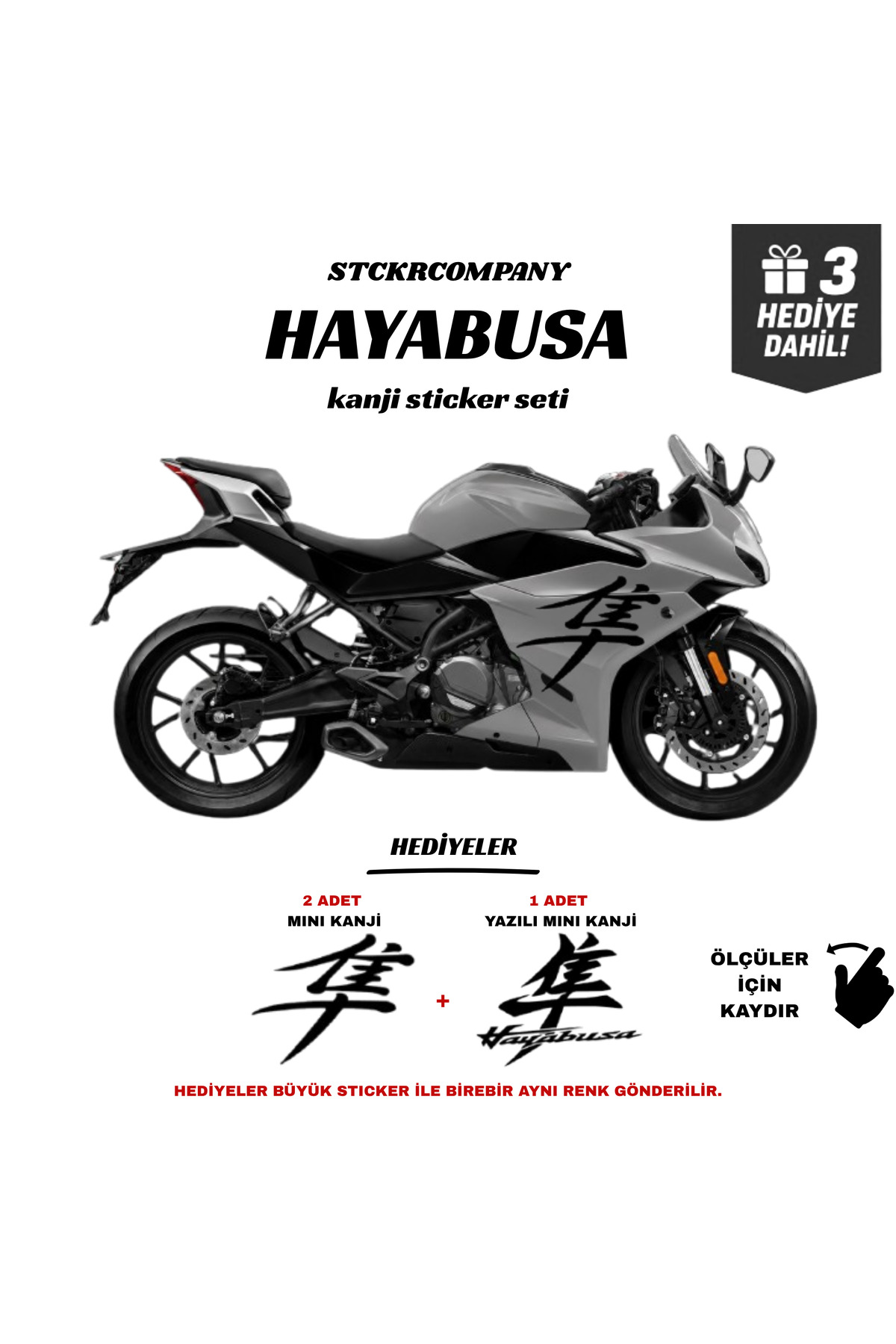 STCKRCO Suzuki Hayabusa Kanji Sticker Seti | Grenaj ve Kask