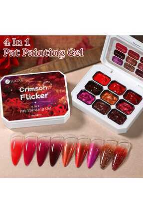 Born Pretty Crimson Flicker 4 in 1 Pat Painting Gel palet(9Renk)