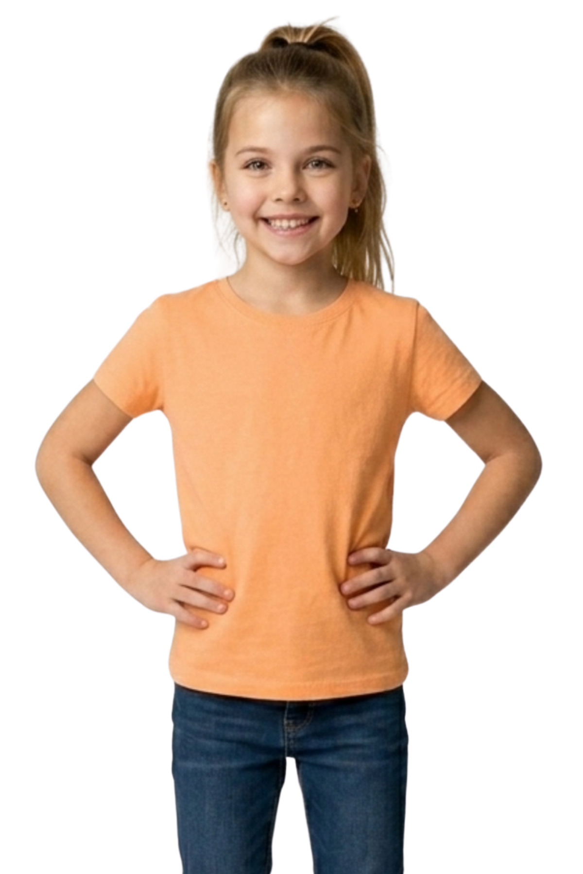 Turuncu Çocuk Tişört - Unisex Pamuk Kısa Kollu Günlük Basic Çocuk T-Shirt