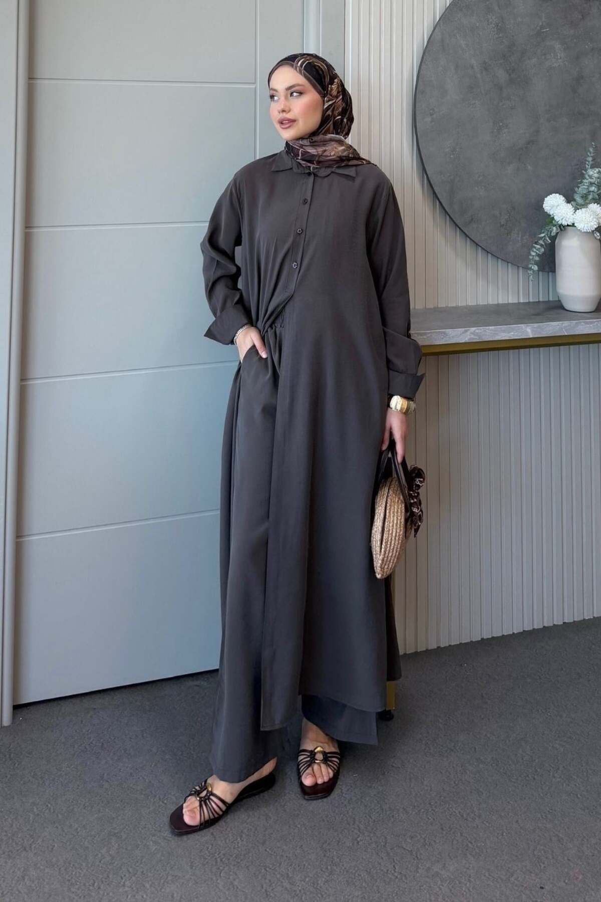 Şule Giyim Mihrimah Modal Suit Brown