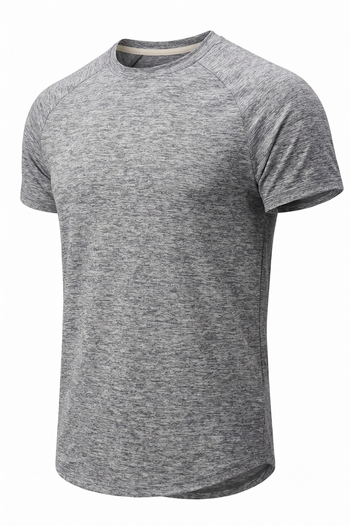 Men's Sports T-Shirt Fitness Training T-Shirt Oval Cut Lycra Single Jersey Reglan Sleeve