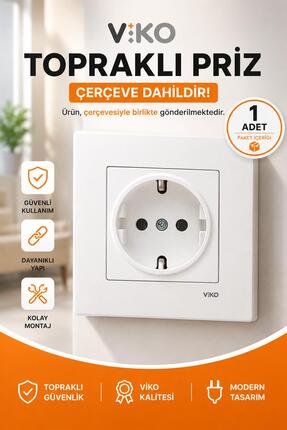 VİKO TOPRAKLI PRİZ KARRE BEYAZ