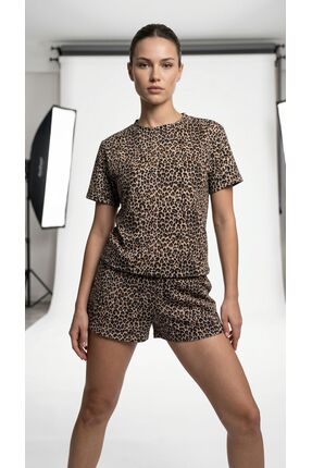 İZOSCA Leopar Desenli Jarse Pijama Takımı
