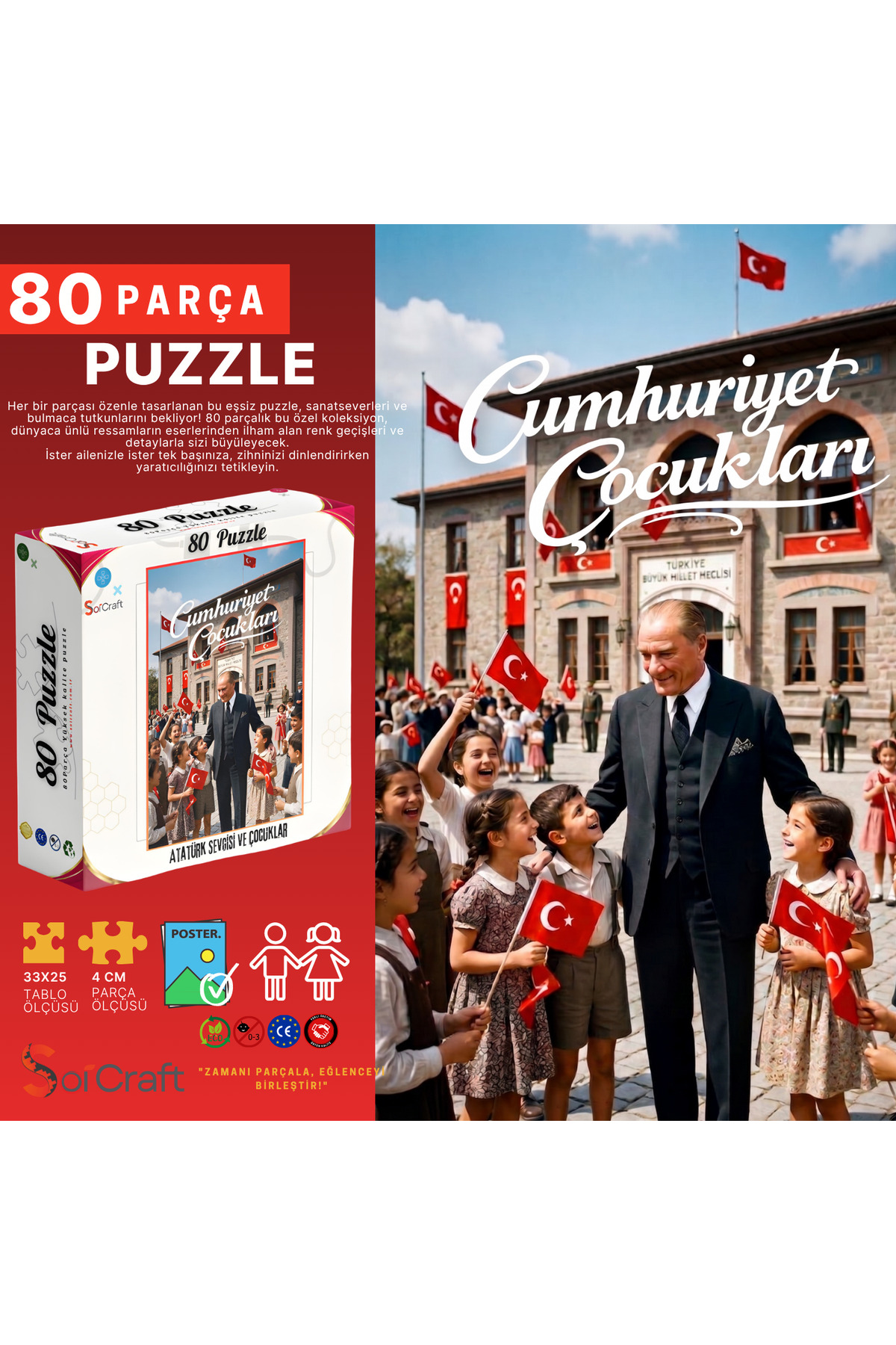 Soi Craft 80 Parça Atatürk Sevgisi ve Çocuklar #1128 - Fiyatı