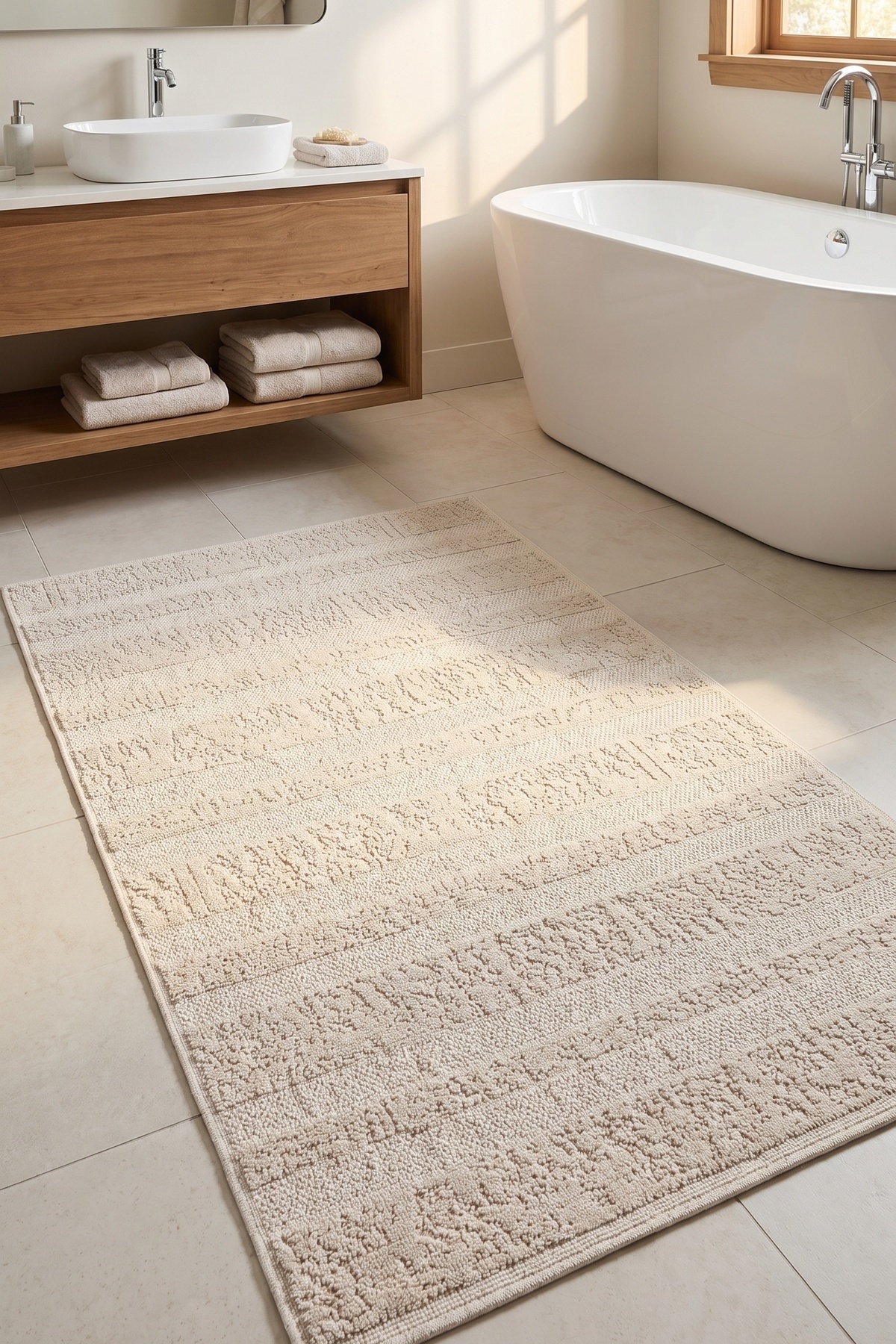 Corridor Cream Runner 80x150 cm | 100% Cotton, Washable,Kitchen,Bathroom,Bedroom