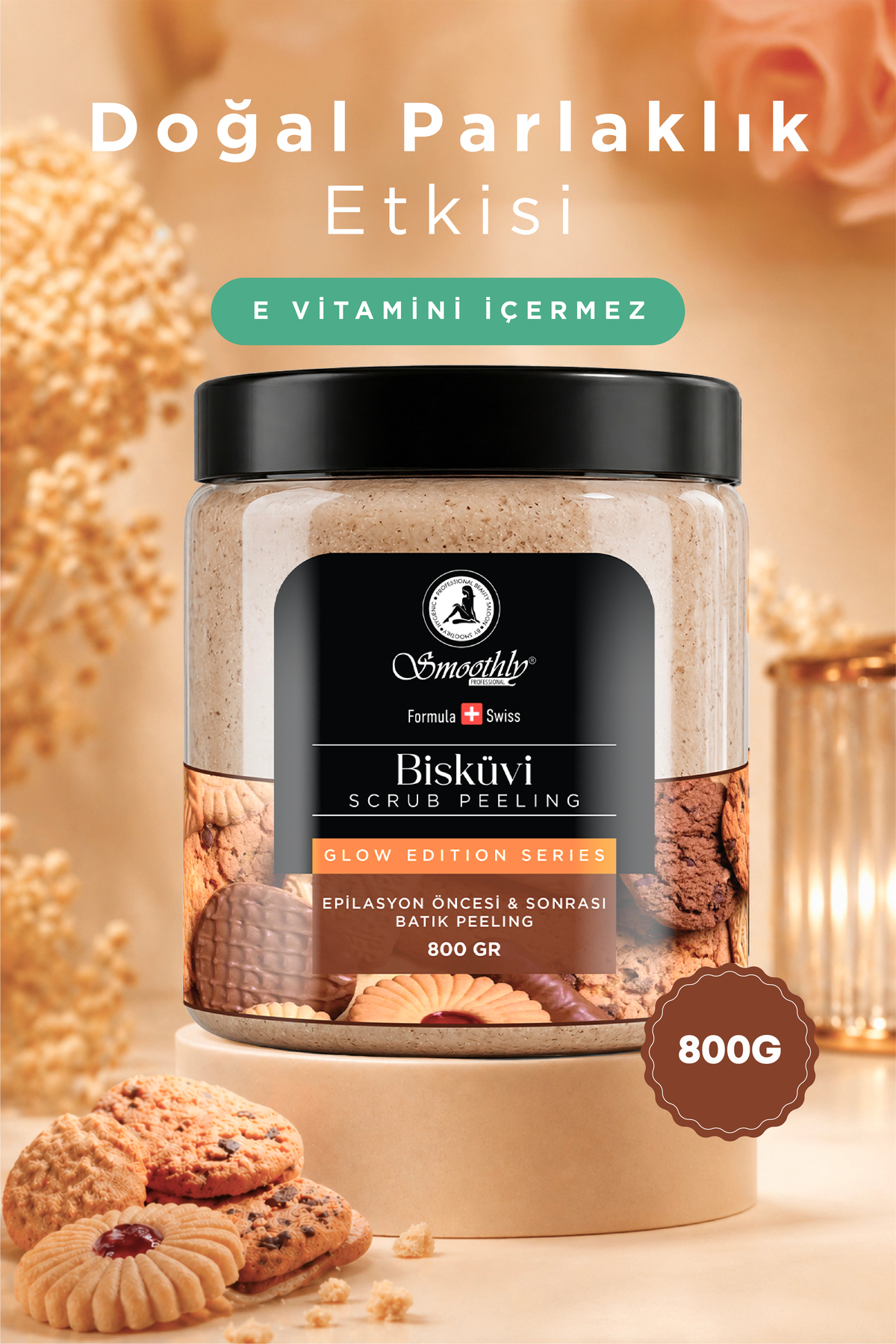 Epilasyon, Ağda Sonrası Batık Peeling 1kg Set Bisküvi Peeling+mango Şeftali Peeling+tüy Geciktirici — BİSKÜVİ800MANGO200 — تصویر 6 از 6