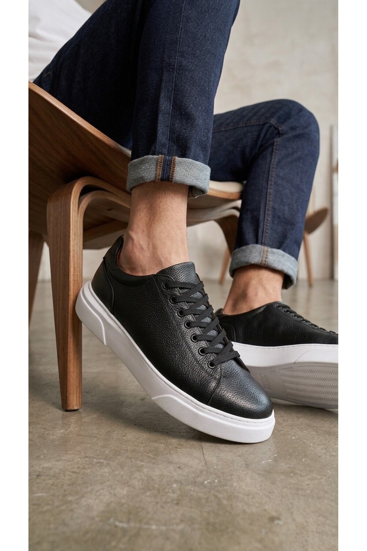 BOA BLF 010 Erkek Sneaker Günlük Casual Spor Ayakkabı Siyah Beyaz Taban görsel 2