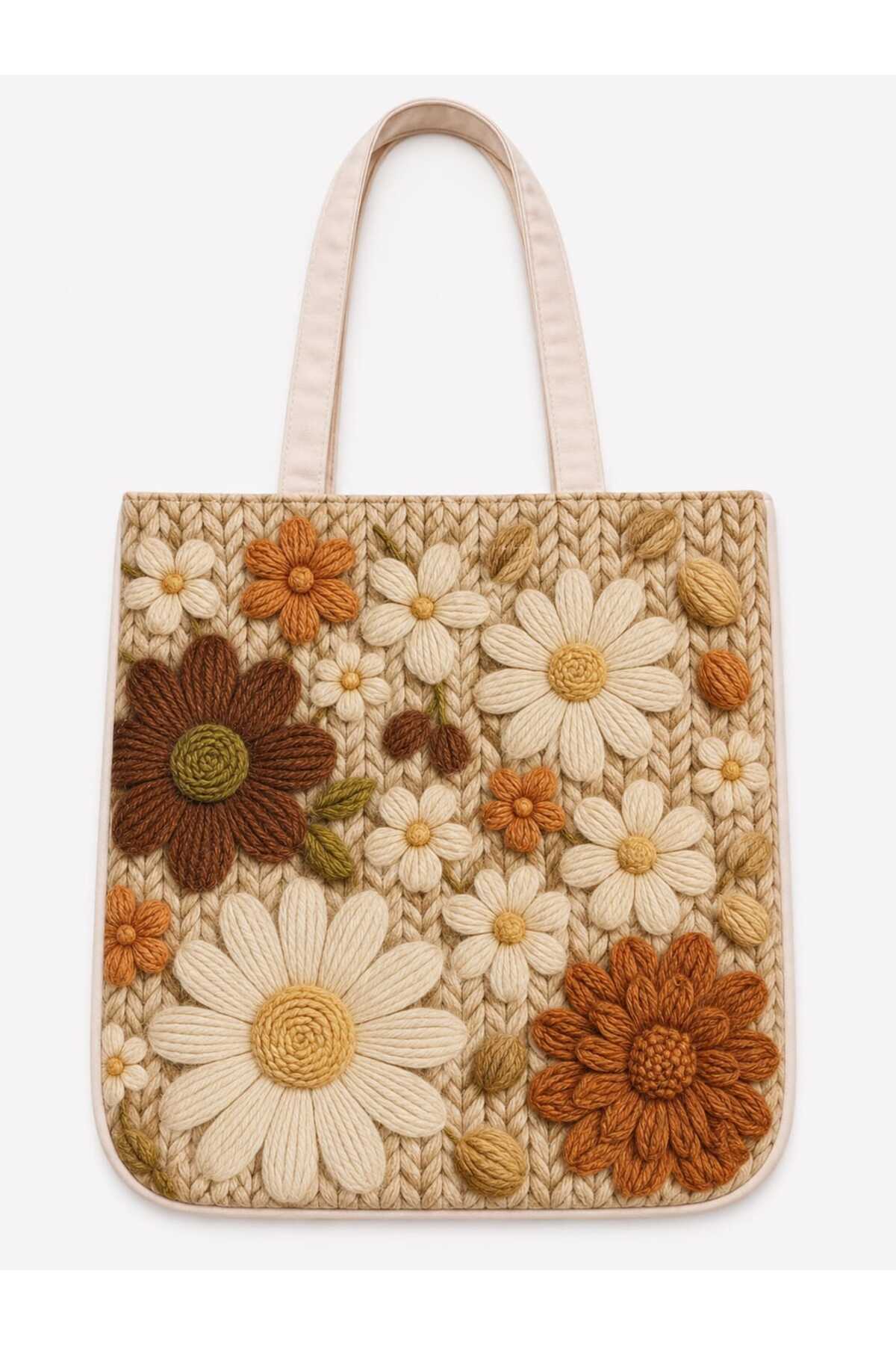 ÖZDAĞ HOME CONCEPT 40x40 cm Dijital Baskılı Süet Kumaş Kadın Omuz Çantası –Çok Renkli - Desenli Günlük ve Plaj Çantası görsel 6