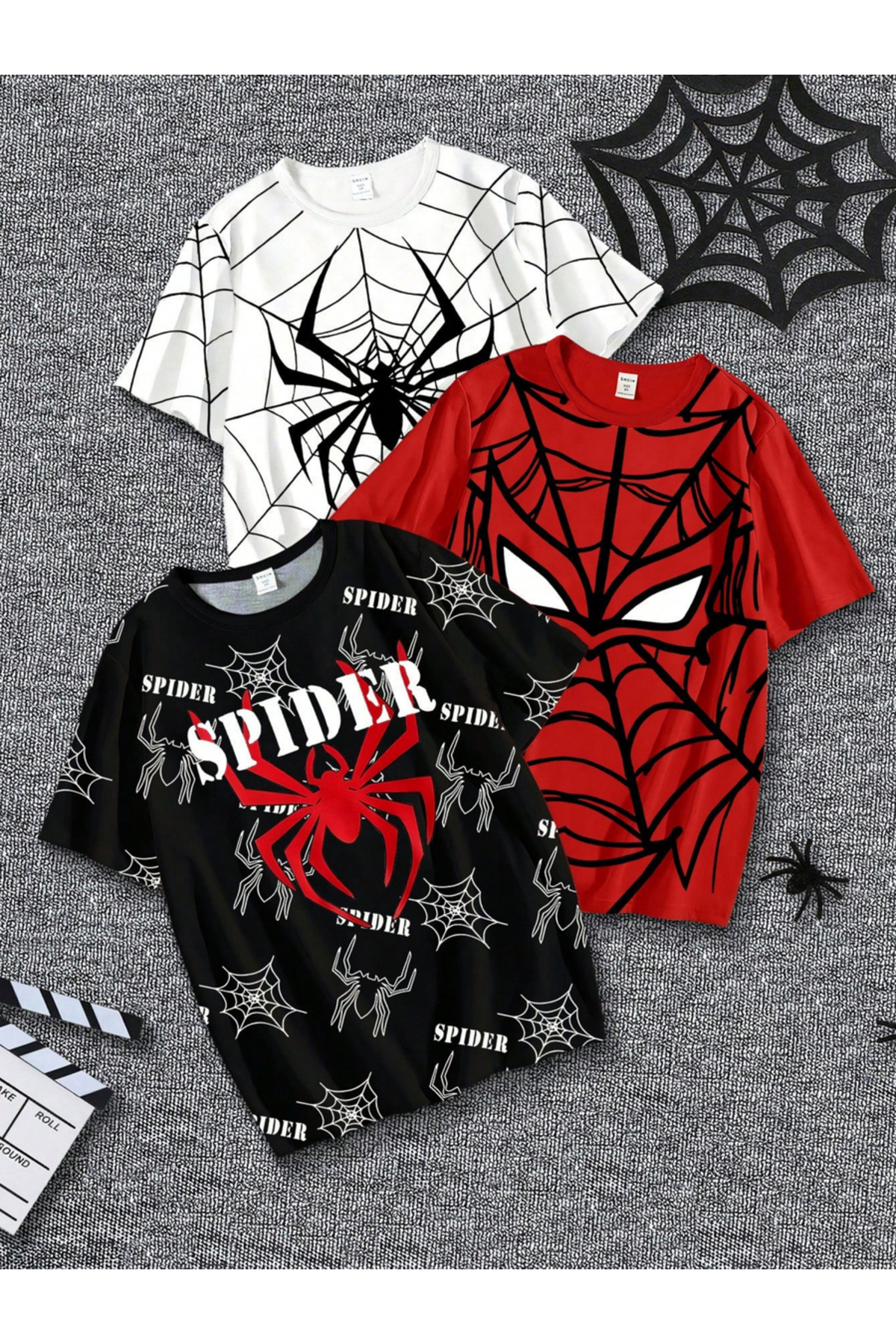 Take Two By Styli Boy's Pack of 3 Spider Theme Graphic Print T-shirt