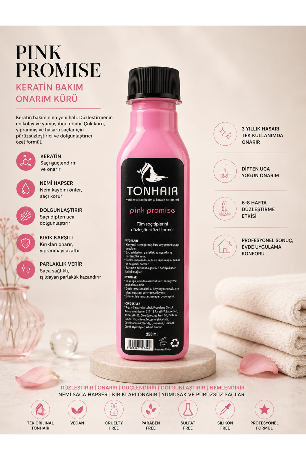 tonhair yeni nesil saç bakım & keratin sistemleri Pinky Promise Keratin Düzleştirici Bakım — TONP