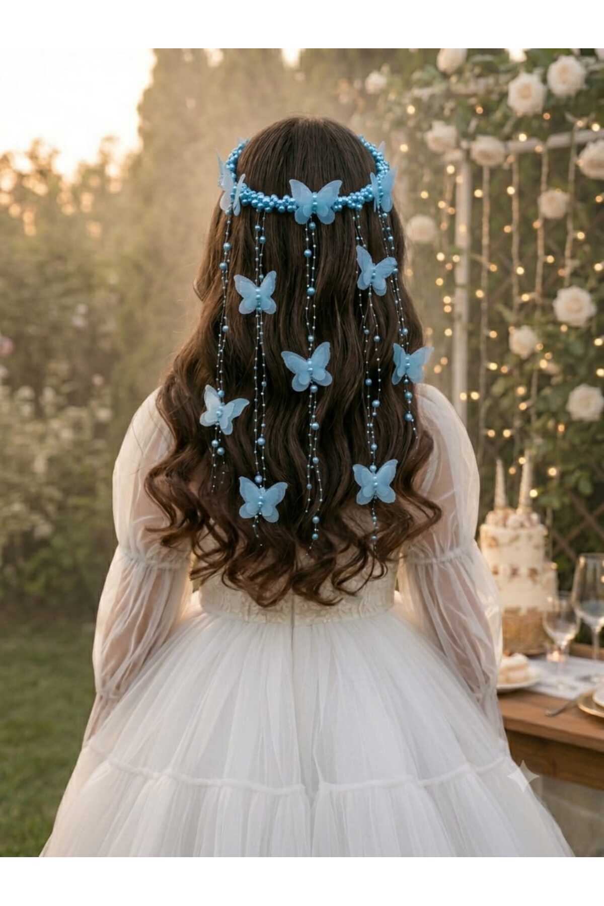 Refika hanging Pearl 3D butterfly Bowtie graduation crown bride ,wedding, bridesmaid,engagement,puerperal,party crown,hair accessory , children's crown