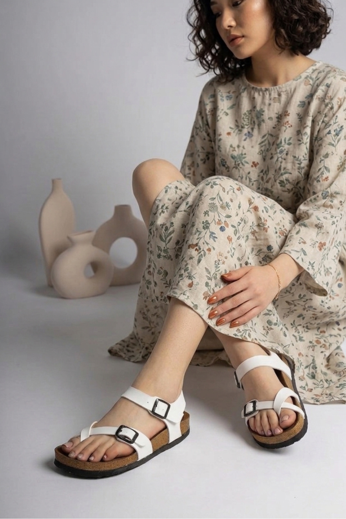 SWORD Ortopedik Sandalet Çift Bantlı Tokalı Yazlık Sandalet | Günlük Sandalet | Kadın Sandalet görsel 2