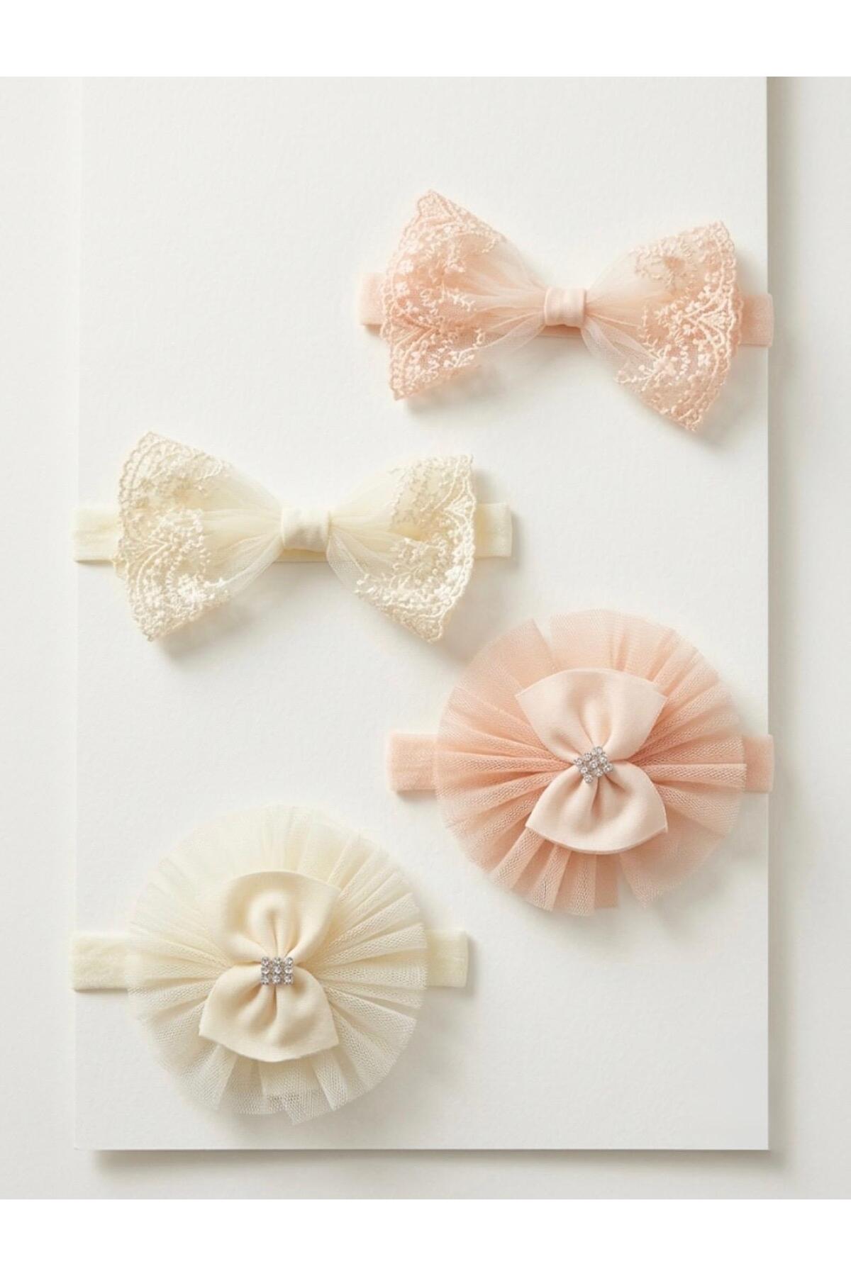 Baby Girl Bandana 4-Piece Set Elastic Mevlütlık Photo Shooting