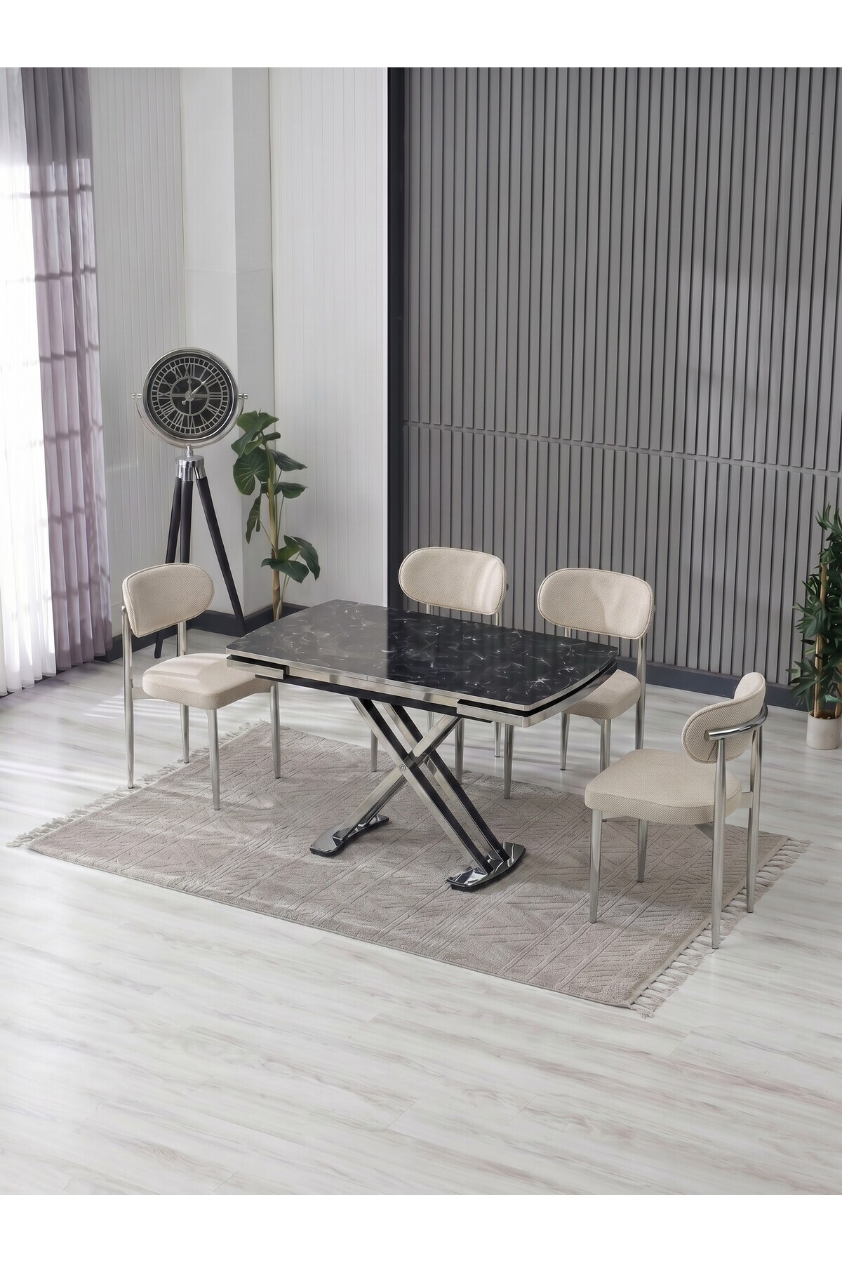 VENOXA 70X110 MDF MASA / 4 POLO SANDALYELİ MASA TAKIMI