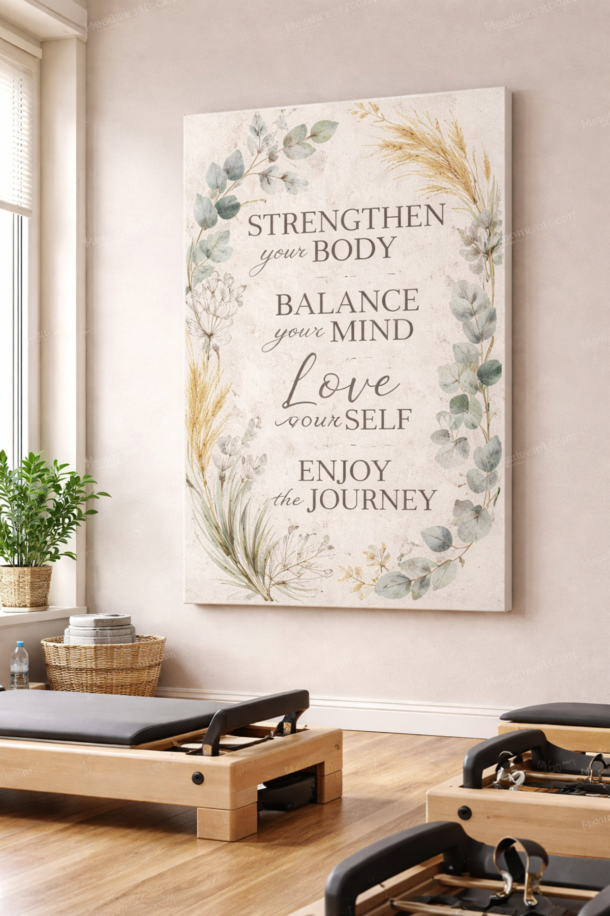 İlham Veren Sözlerle Dolu Tablo: Pilates Salonları İçin Yağlı Boya