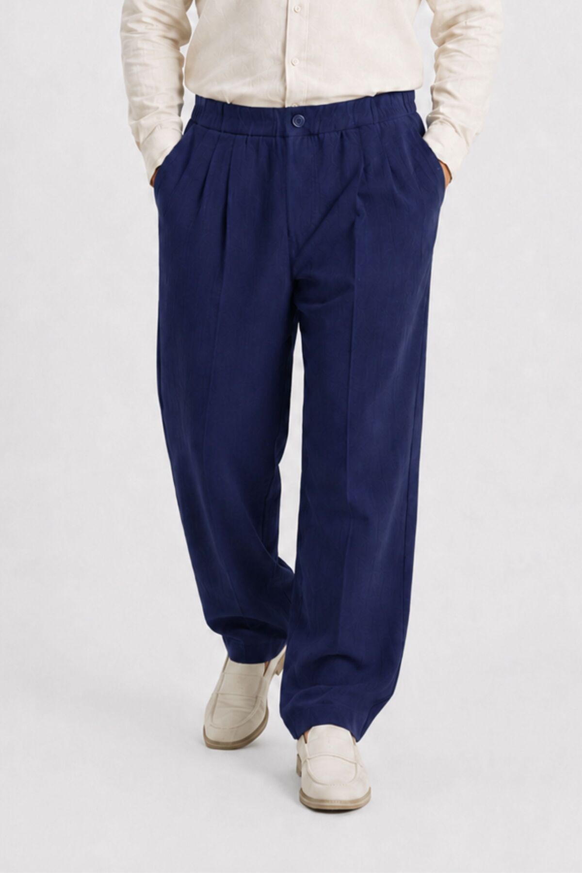 RELAXL %100 Pamuk Yazlık Baggy Bol Paça Erkek Lacivert Pantolon S-12XL